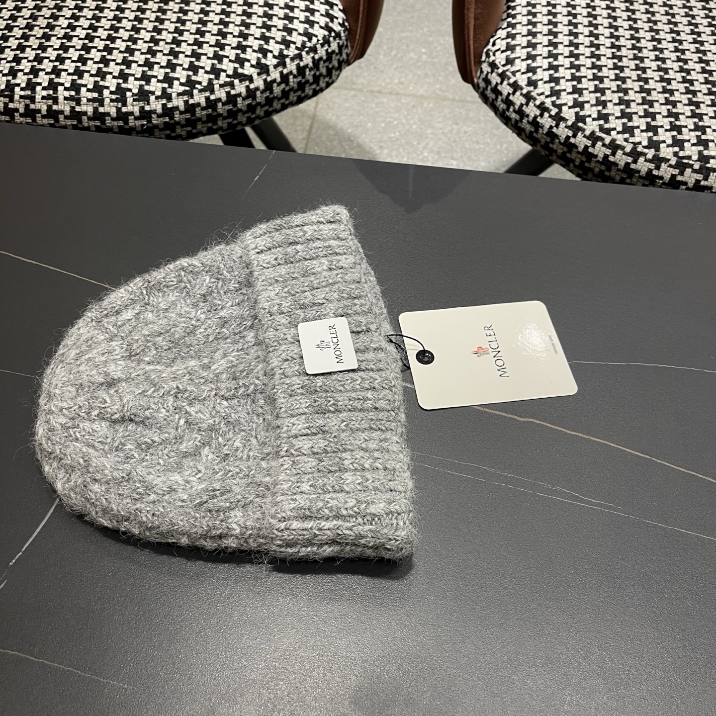  【MONCLER蒙口秋冬加厚加绒边保暖加厚男士针织帽户外护耳毛线帽女