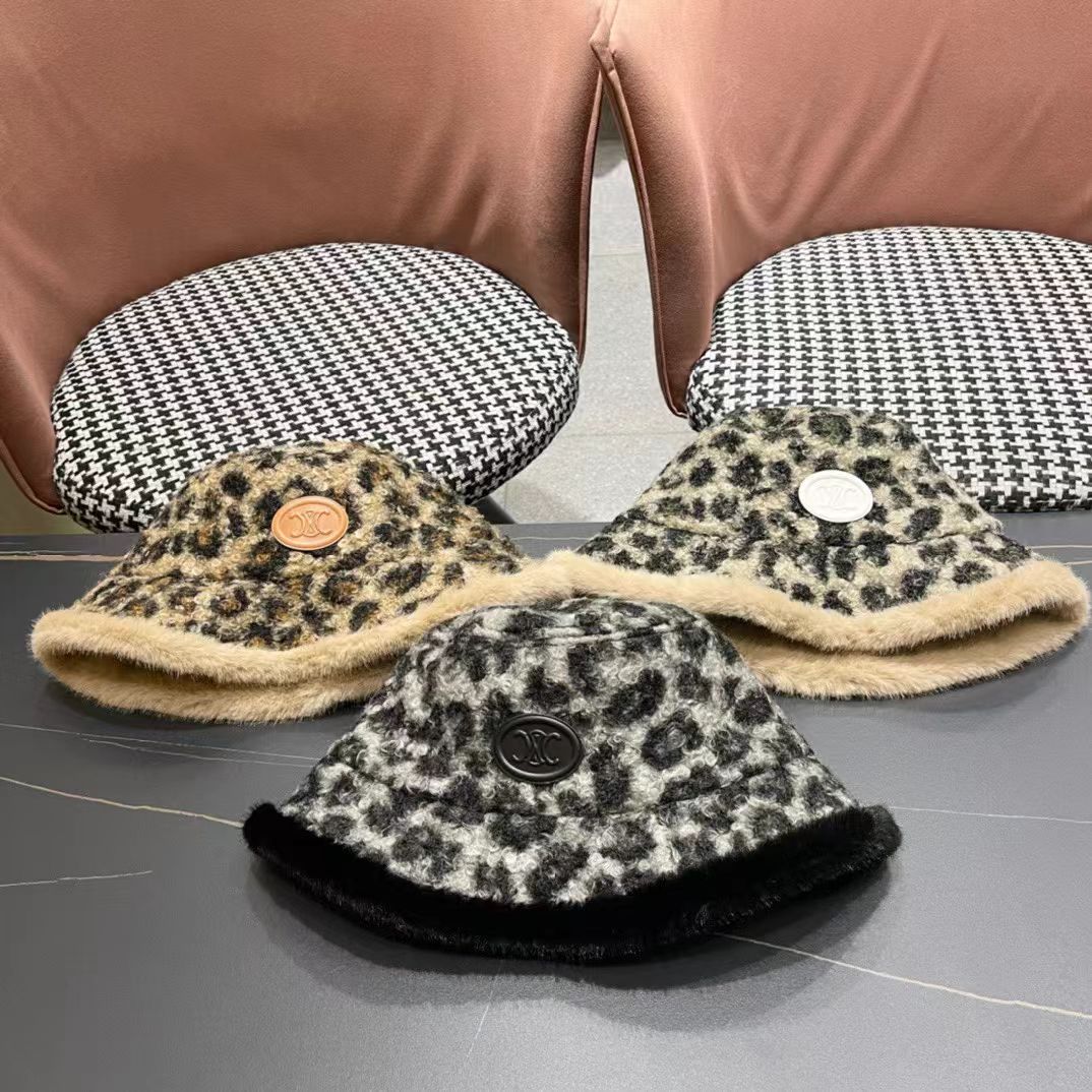  赛琳CELINE新款豹纹毛绒渔夫帽，最好品质的，休闲大方，简约时尚，大家自己对比哦