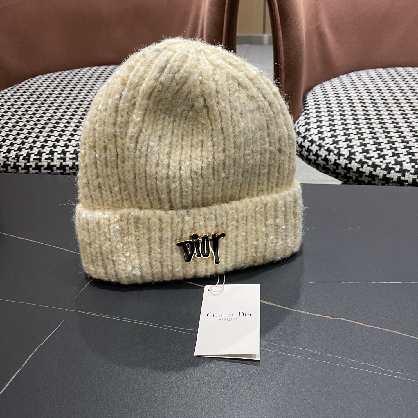  DIOR迪奥针织帽子女冬季复古百搭显脸小毛线帽大头围保暖冷帽