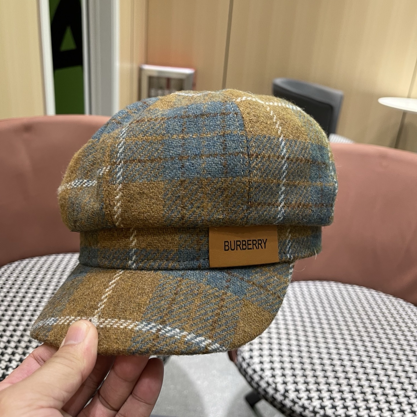  巴宝莉BURBERRY 秋冬季格子八角帽女英伦显脸小复古鸭舌贝雷帽学生画家报童帽百搭