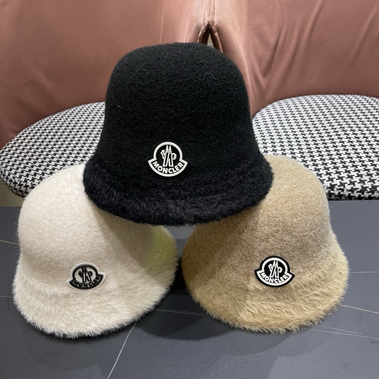  蒙口 水貂毛帽子女秋冬渔夫帽韩版百搭日系显脸小保暖盆帽礼帽水桶帽潮