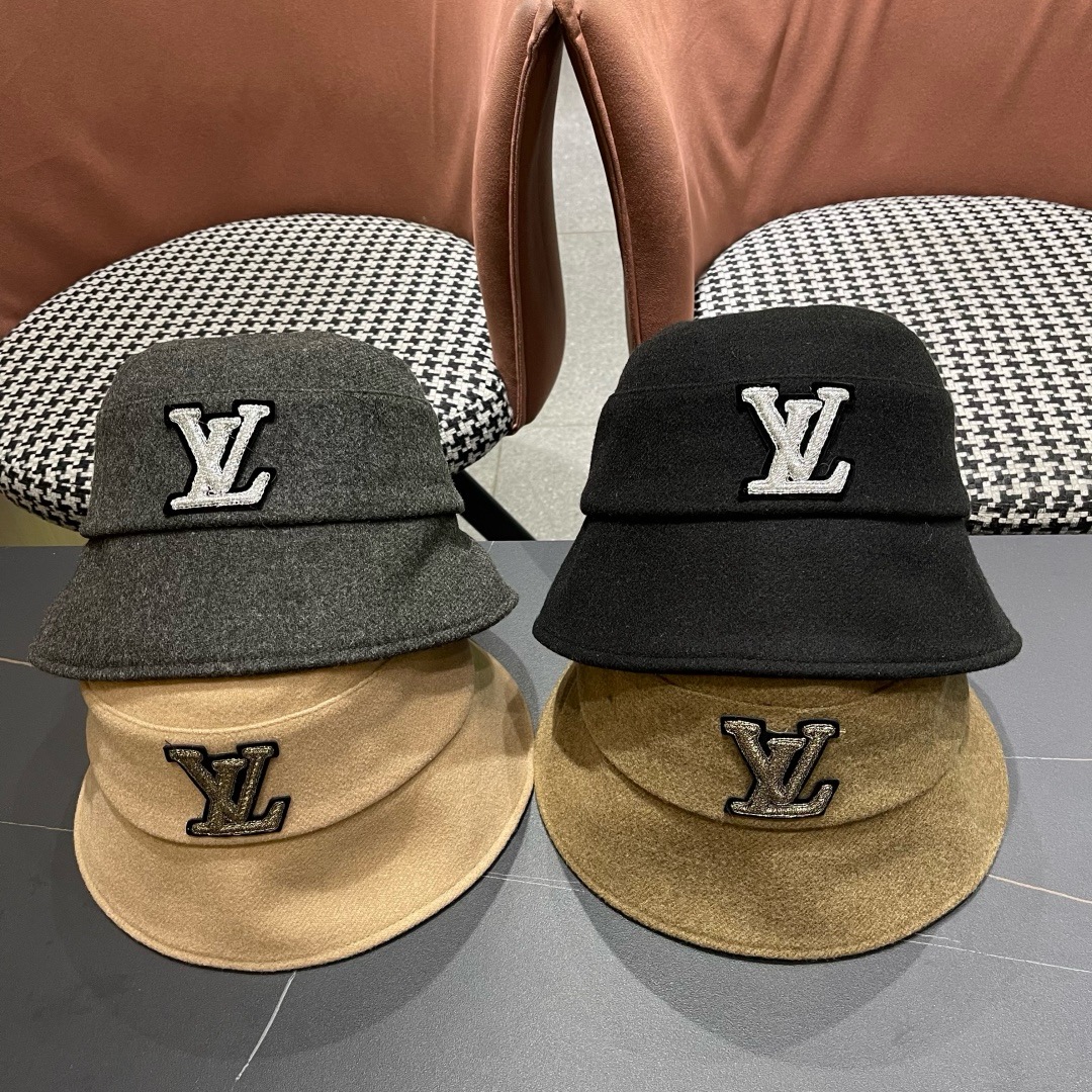  Lv路易威登渔夫帽女秋冬季2025新款毛绒冷帽子大头围显脸小加厚保暖鱼夫盆帽