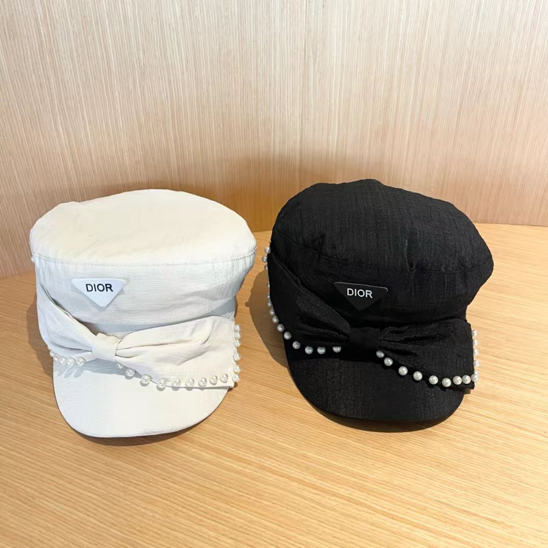 Dior迪奥新款韩版2024年秋新款带珍珠女士贝雷帽子