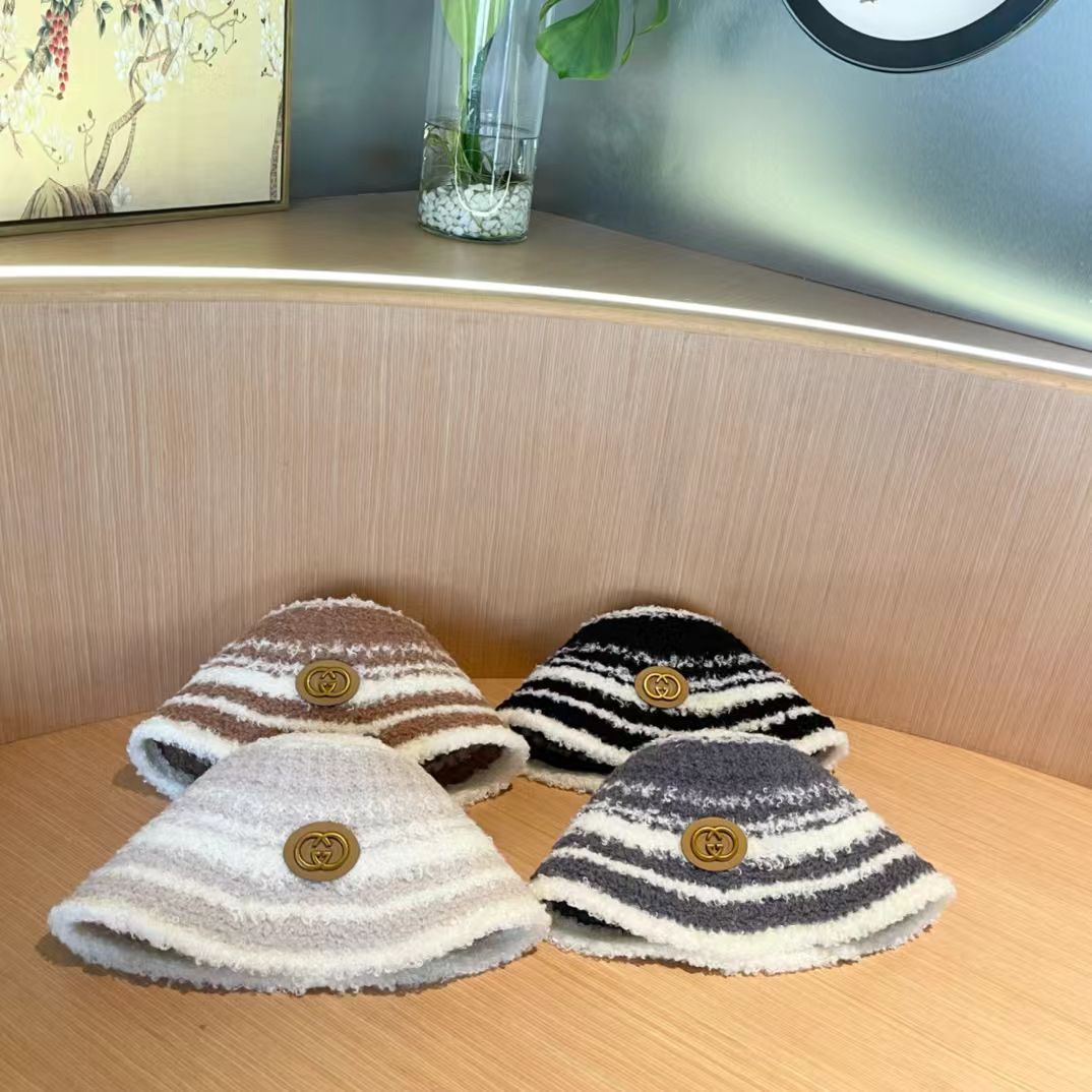 GUCCI古奇拼色渔夫帽2024秋冬新款女显脸小保暖帽