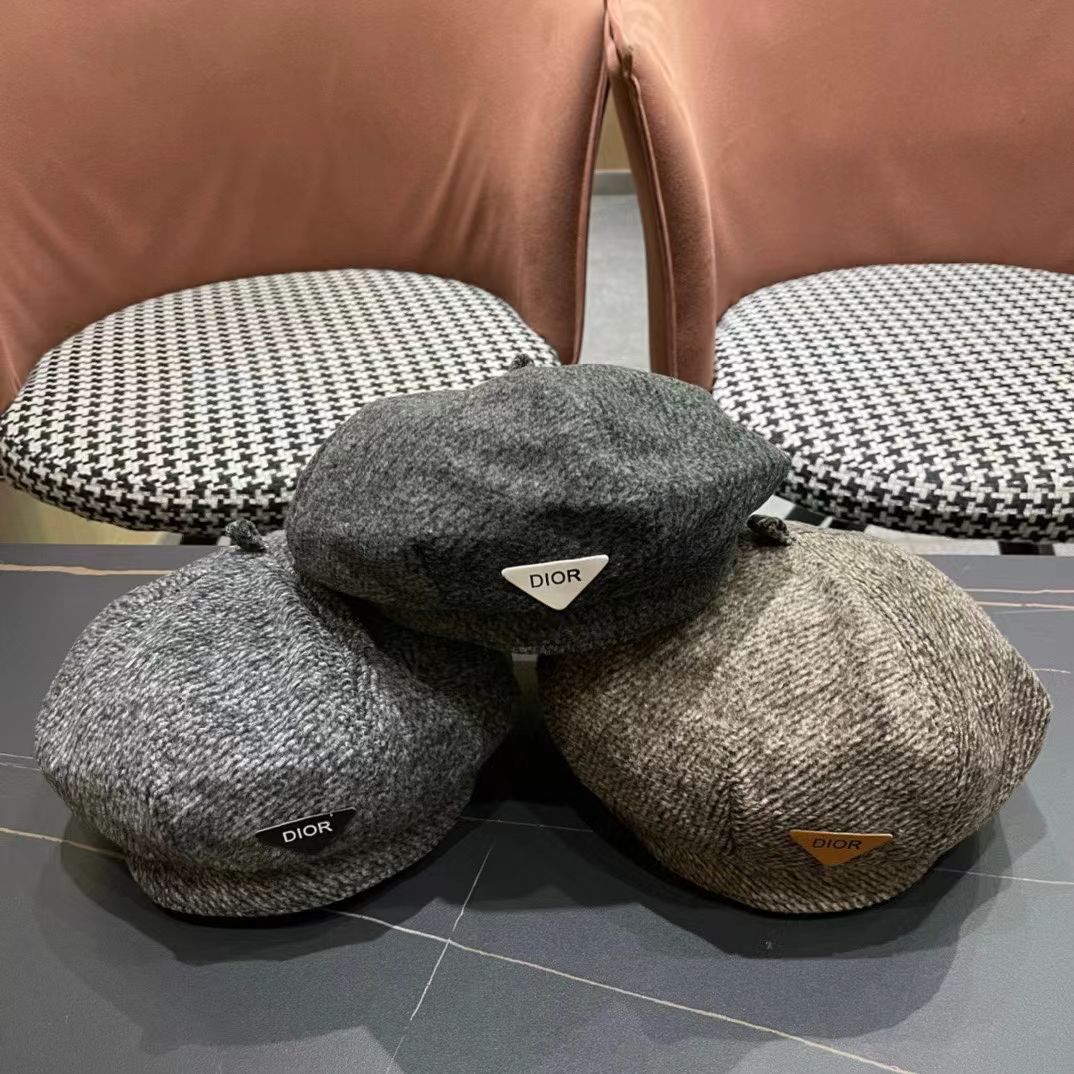 DIOR迪奥美式小众设计品牌百搭画家帽贝雷帽子女春秋时尚潮