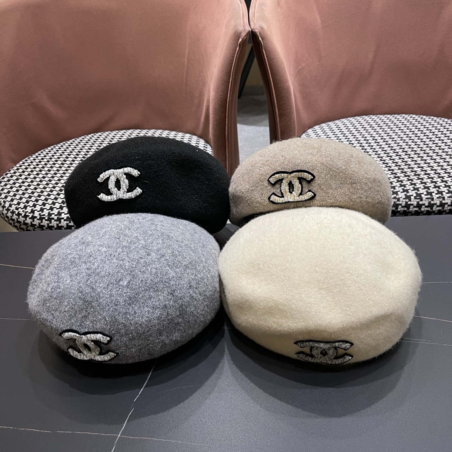 Chanel香奈儿新款贝雷帽，兔毛羊毛面料，小香风高级定制，女神必备，头围57cm