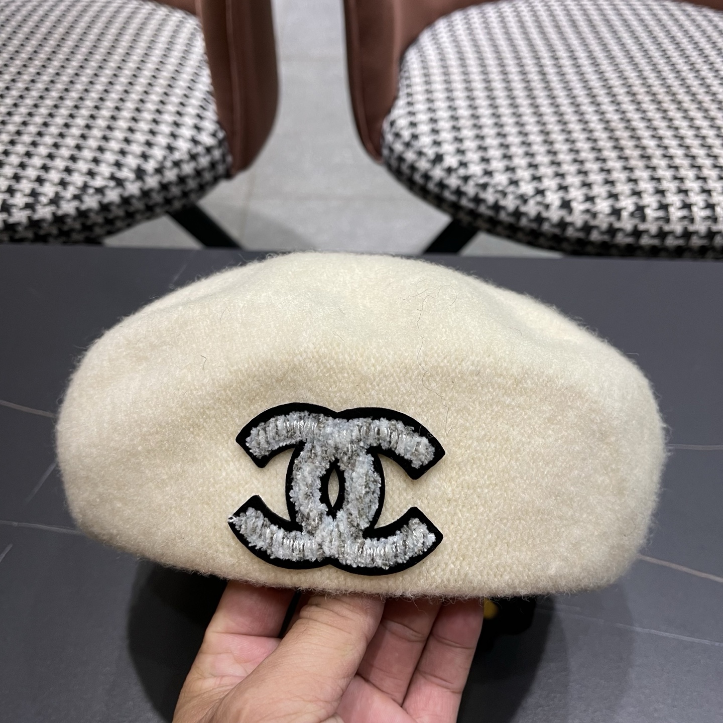 Chanel香奈儿新款贝雷帽，兔毛羊毛面料，小香风高级定制，女神必备，头围57cm