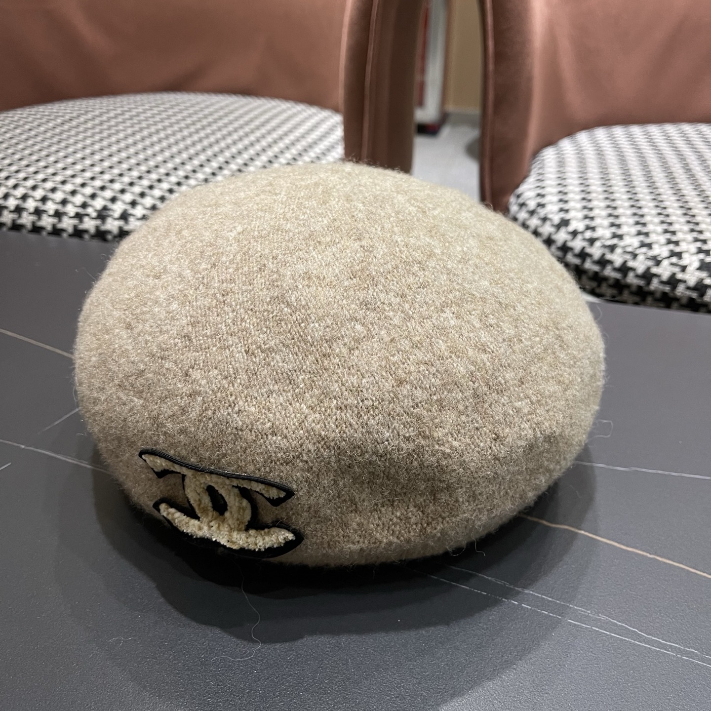 Chanel香奈儿新款贝雷帽，兔毛羊毛面料，小香风高级定制，女神必备，头围57cm