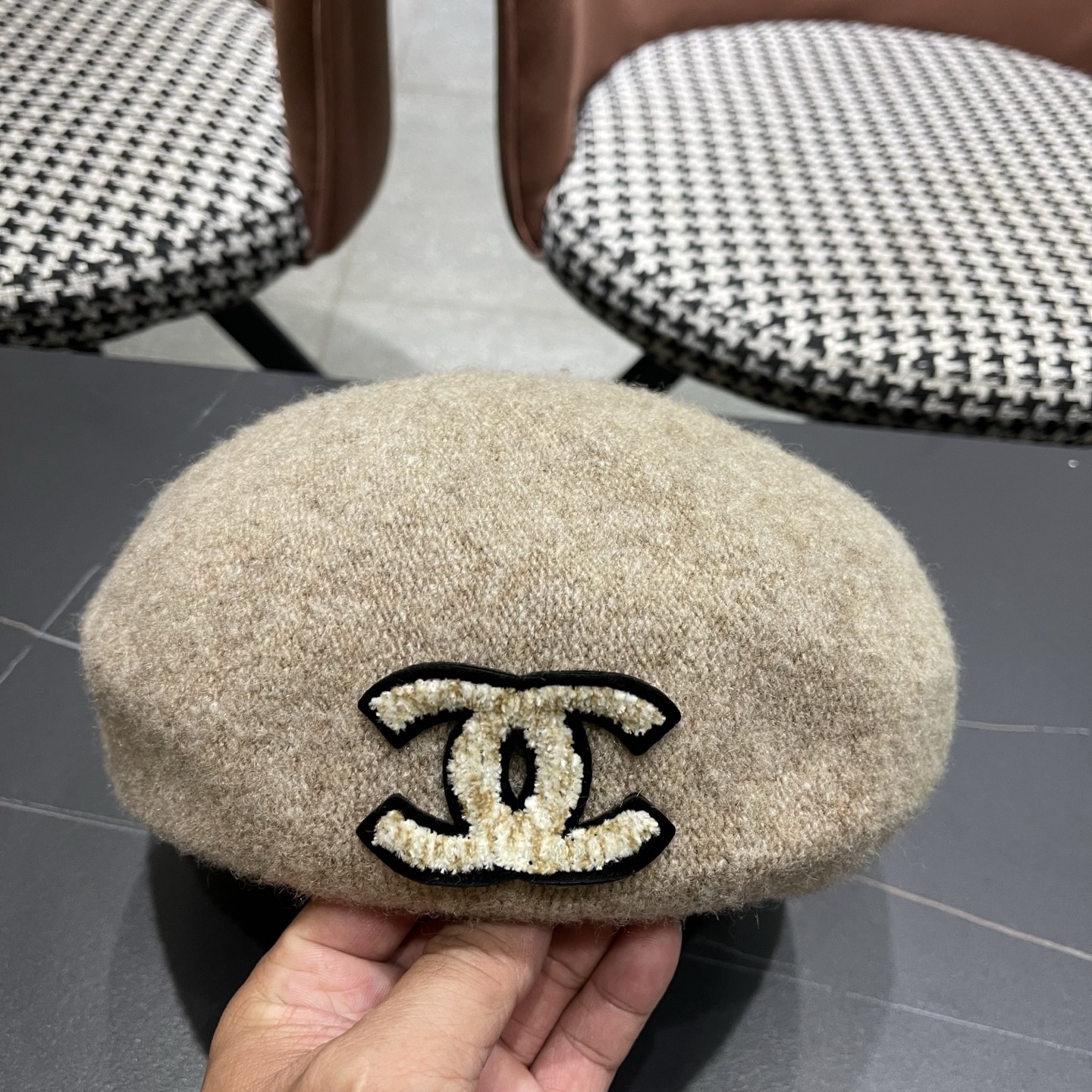 Chanel香奈儿新款贝雷帽，兔毛羊毛面料，小香风高级定制，女神必备，头围57cm
