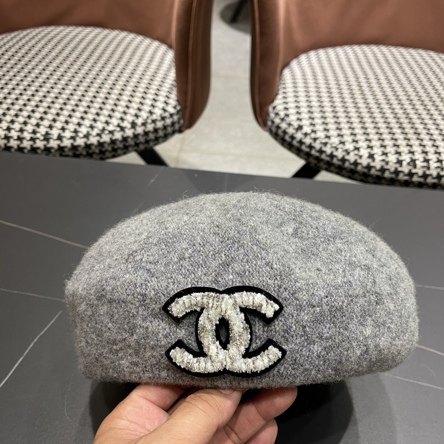 Chanel香奈儿新款贝雷帽，兔毛羊毛面料，小香风高级定制，女神必备，头围57cm