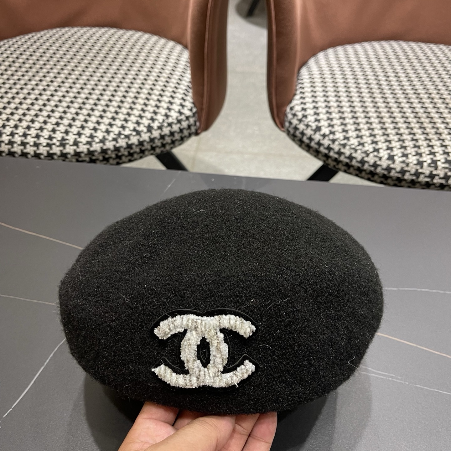 Chanel香奈儿新款贝雷帽，兔毛羊毛面料，小香风高级定制，女神必备，头围57cm