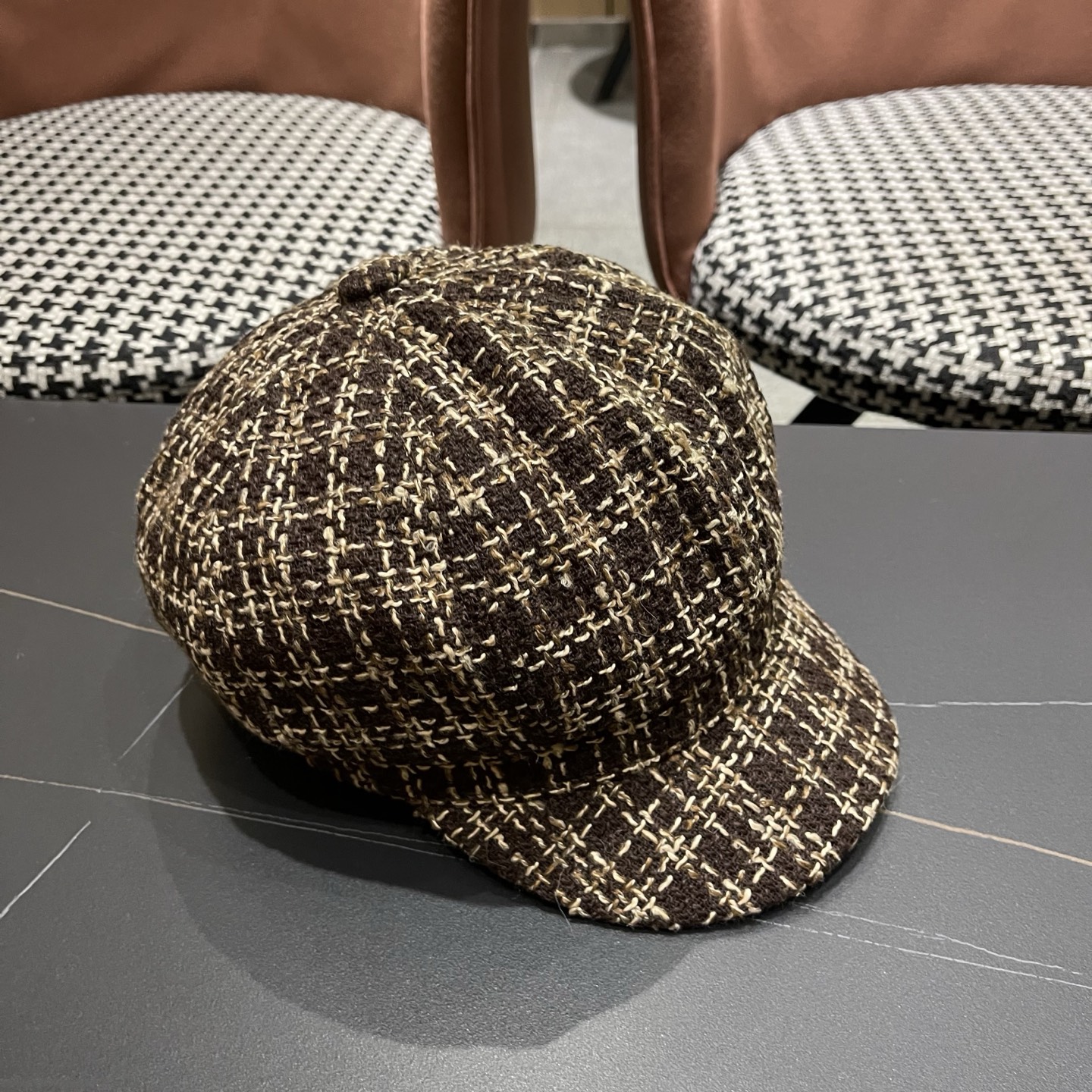 迪奥韩版八角帽子女士格子鸭舌帽秋天学生画家帽贝雷帽