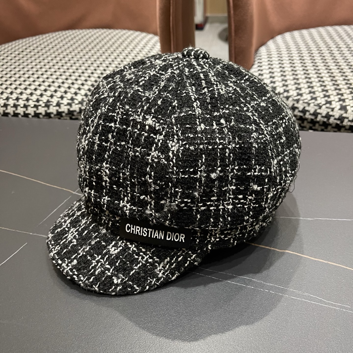 迪奥韩版八角帽子女士格子鸭舌帽秋天学生画家帽贝雷帽