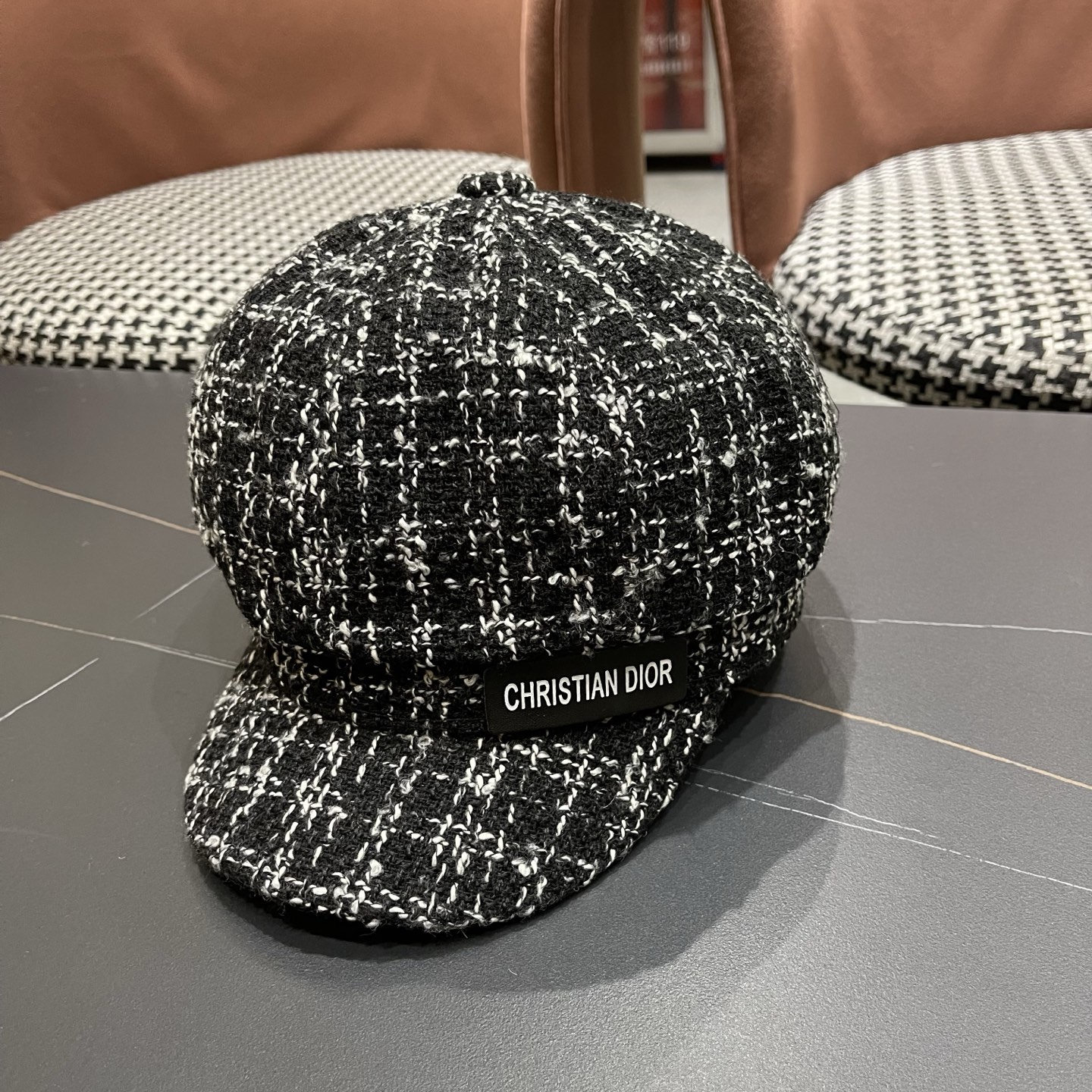 迪奥韩版八角帽子女士格子鸭舌帽秋天学生画家帽贝雷帽