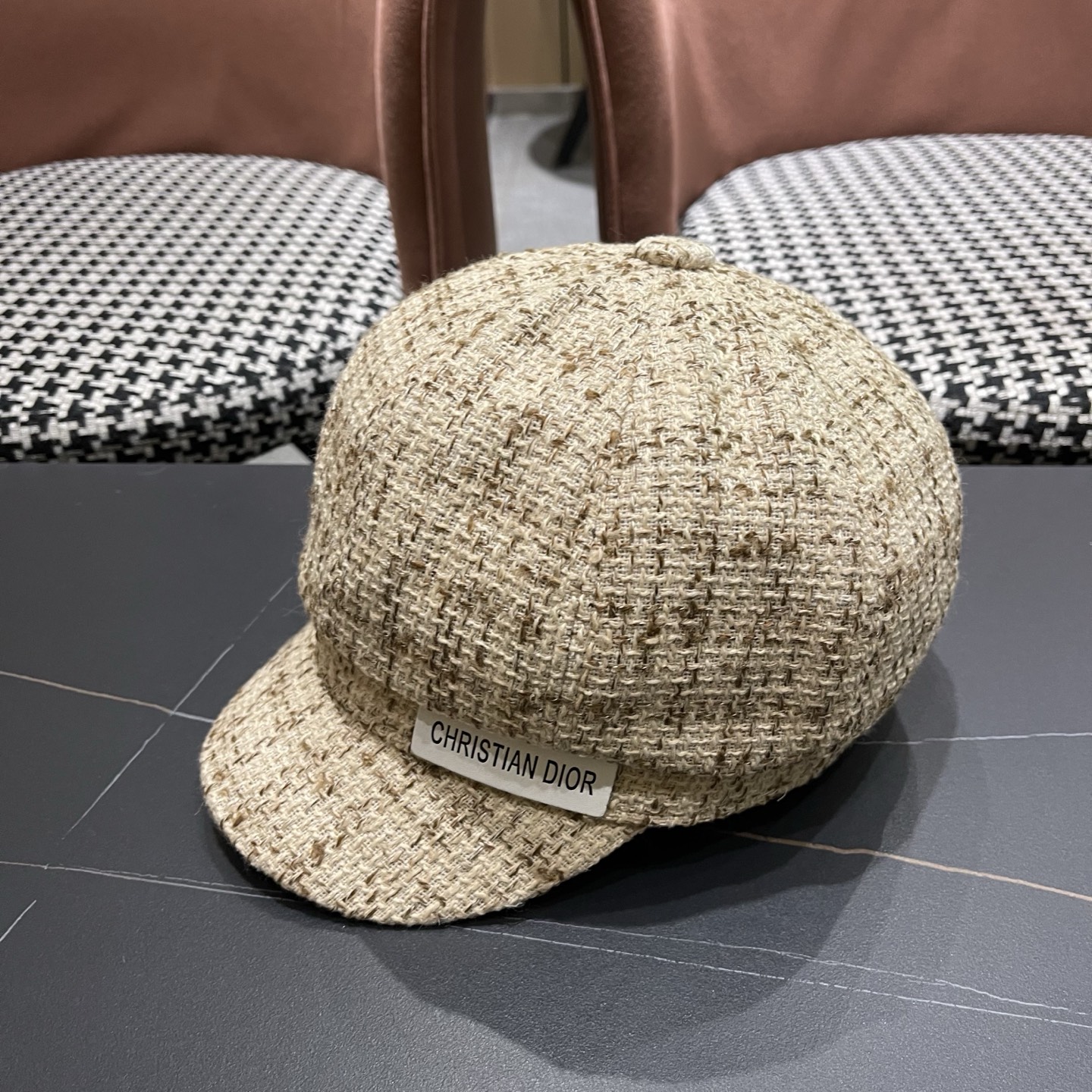 迪奥韩版八角帽子女士格子鸭舌帽秋天学生画家帽贝雷帽