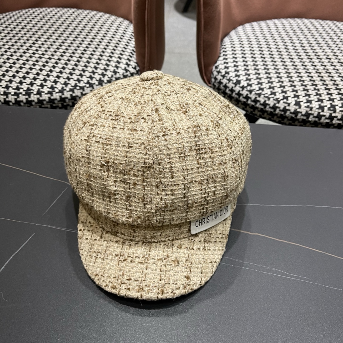 迪奥韩版八角帽子女士格子鸭舌帽秋天学生画家帽贝雷帽