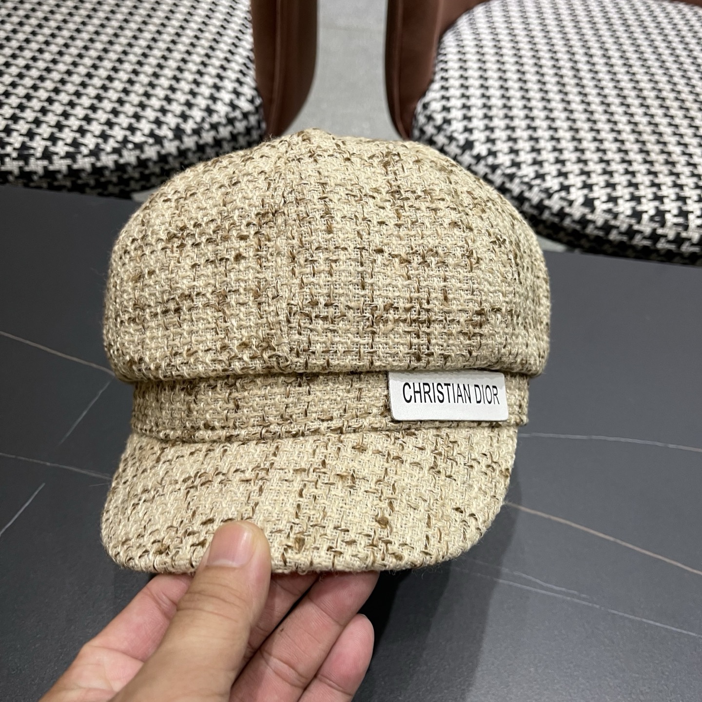 迪奥韩版八角帽子女士格子鸭舌帽秋天学生画家帽贝雷帽