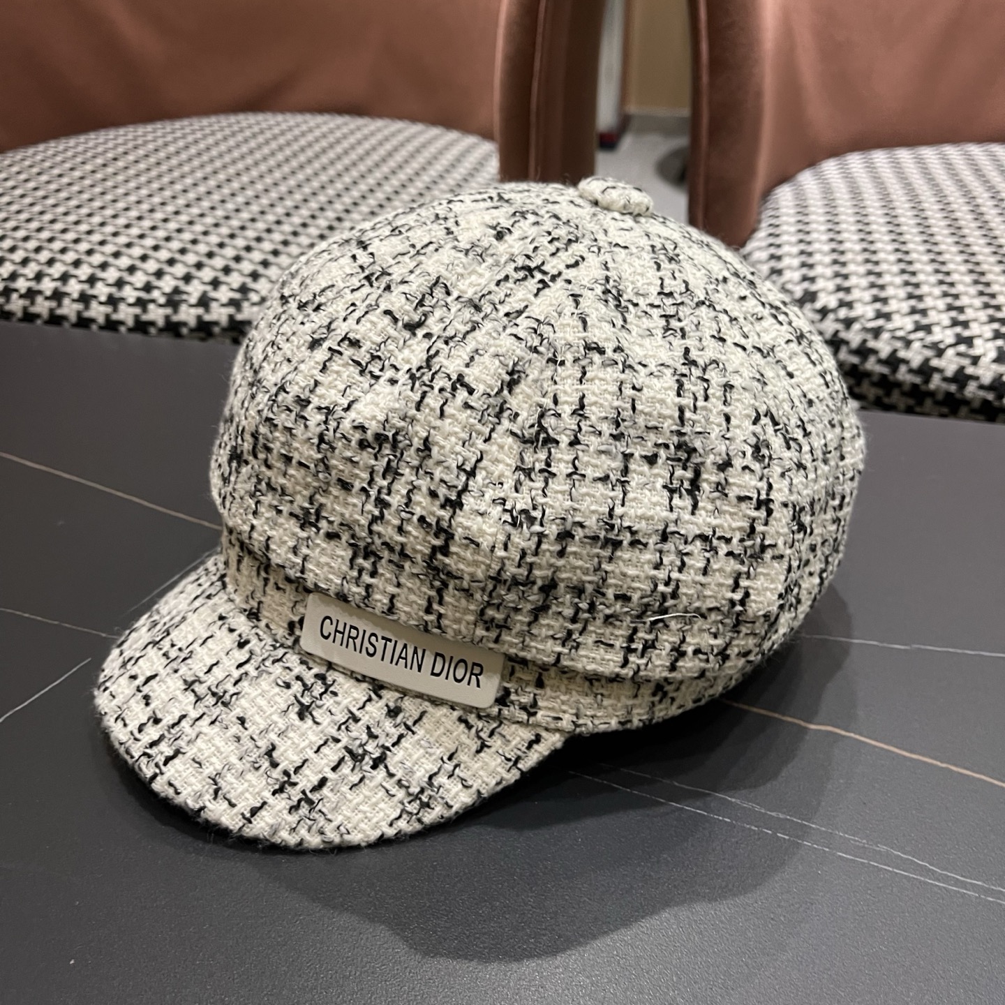 迪奥韩版八角帽子女士格子鸭舌帽秋天学生画家帽贝雷帽