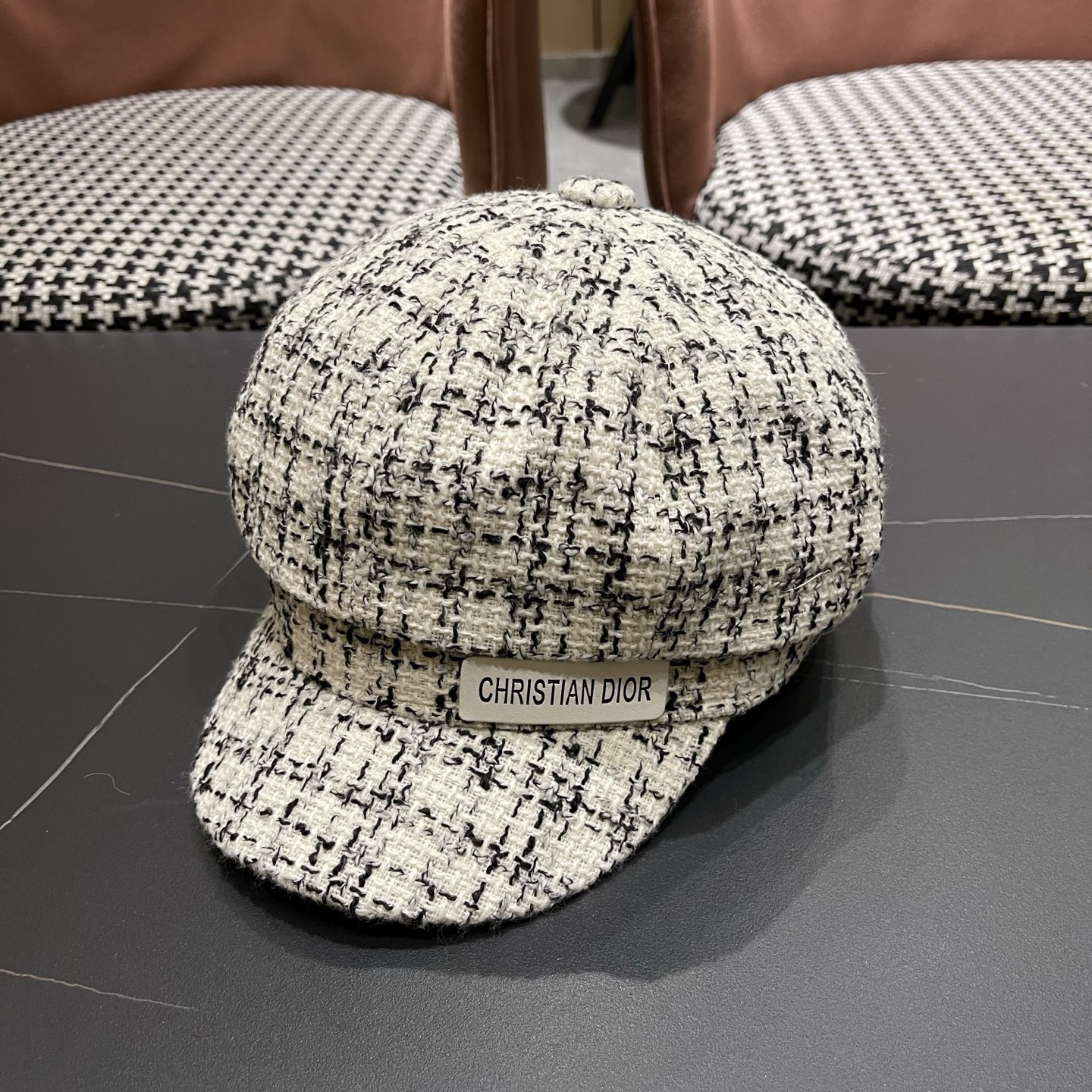 迪奥韩版八角帽子女士格子鸭舌帽秋天学生画家帽贝雷帽