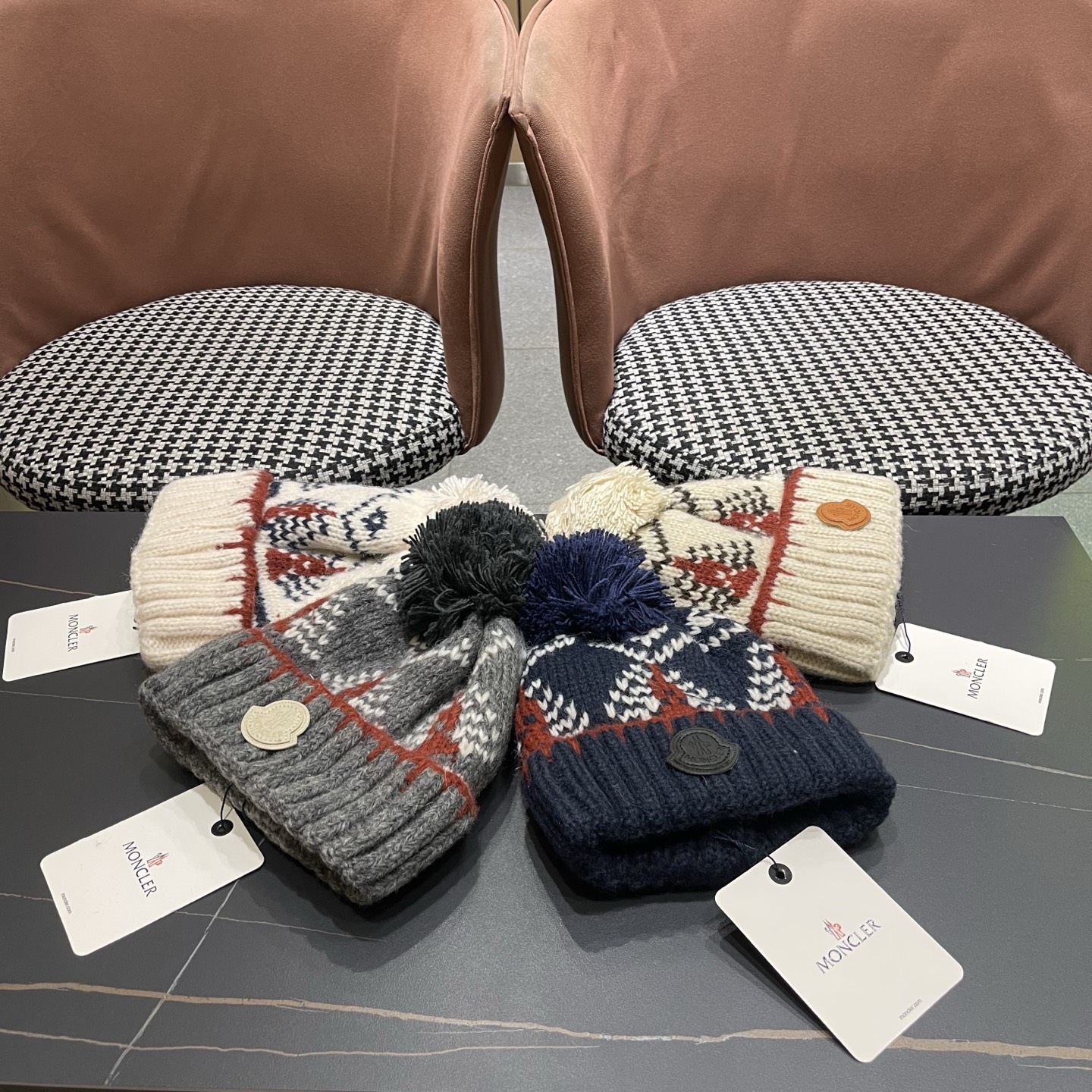 👒蒙‌口Moncler👒 针织帽毛线帽女新款秋冬季大头围显脸小月子冷帽保暖加厚护耳