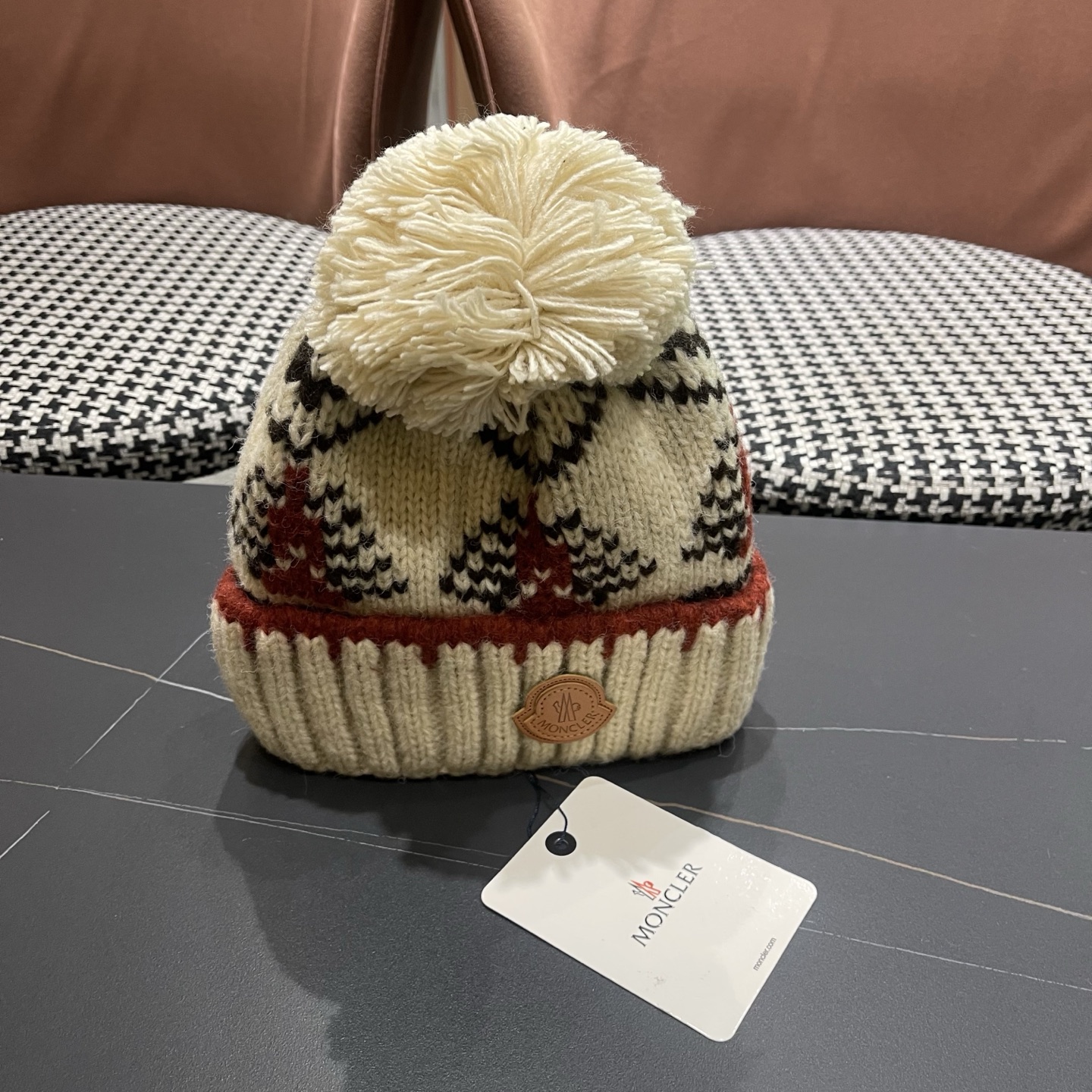 👒蒙‌口Moncler👒 针织帽毛线帽女新款秋冬季大头围显脸小月子冷帽保暖加厚护耳