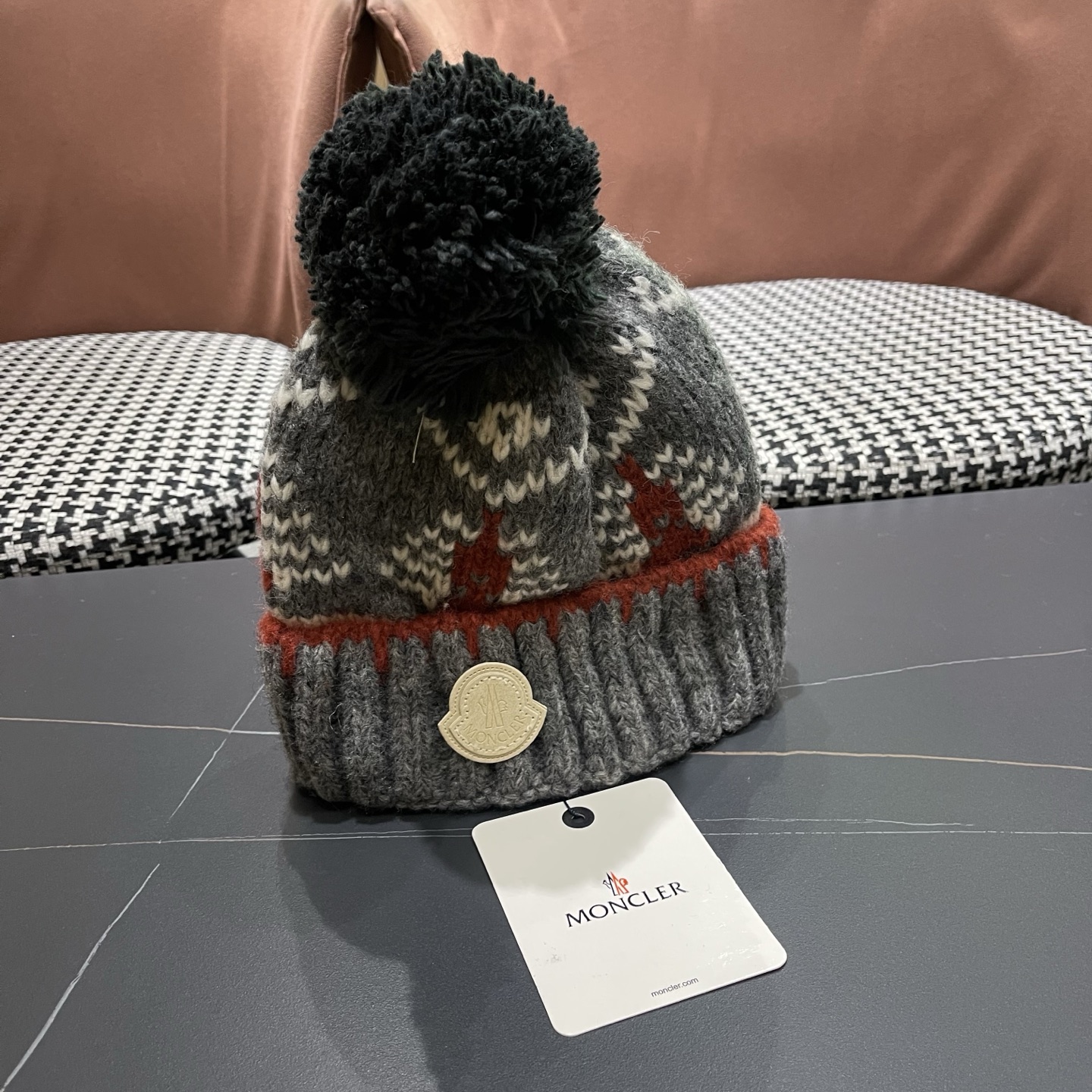 👒蒙‌口Moncler👒 针织帽毛线帽女新款秋冬季大头围显脸小月子冷帽保暖加厚护耳