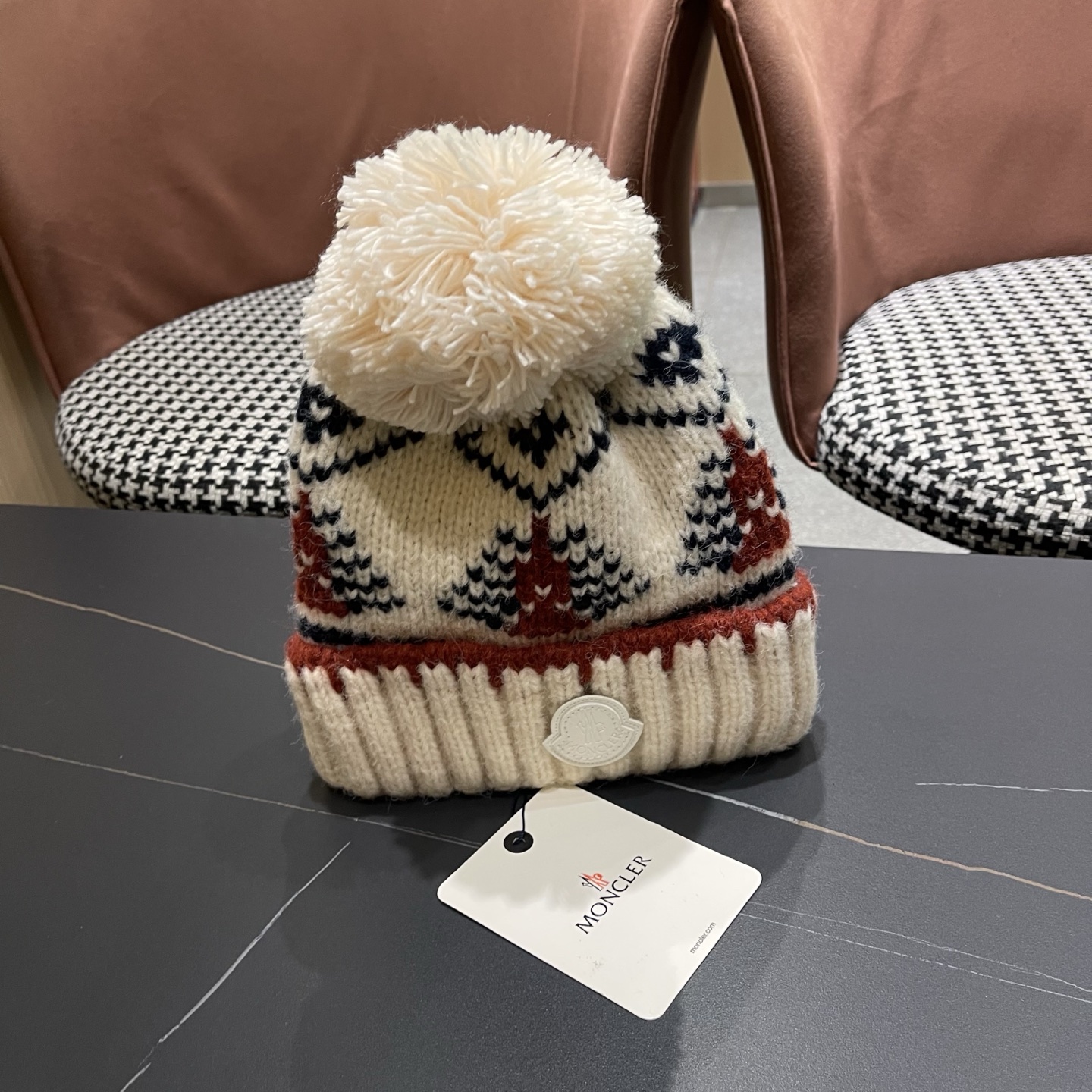 👒蒙‌口Moncler👒 针织帽毛线帽女新款秋冬季大头围显脸小月子冷帽保暖加厚护耳