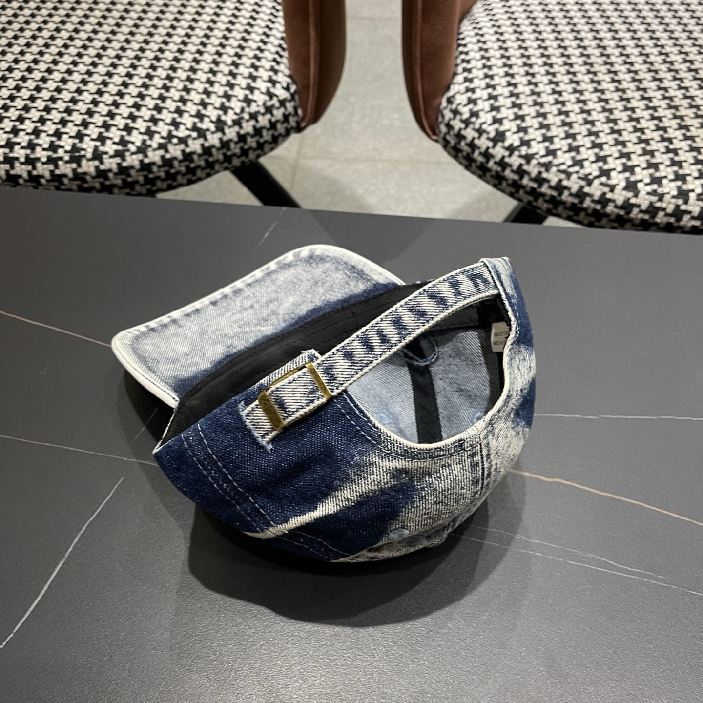 巴黎世家BALENCIAGA 美式水洗牛仔拼皮双刃火焰棒球帽男女街头潮牌大头围重工鸭舌帽子