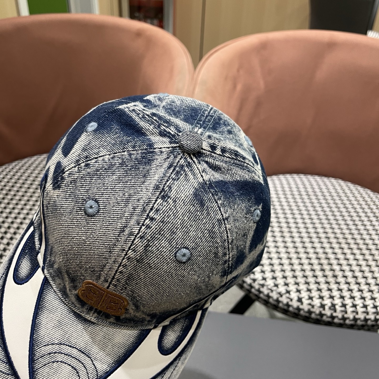 巴黎世家BALENCIAGA 美式水洗牛仔拼皮双刃火焰棒球帽男女街头潮牌大头围重工鸭舌帽子