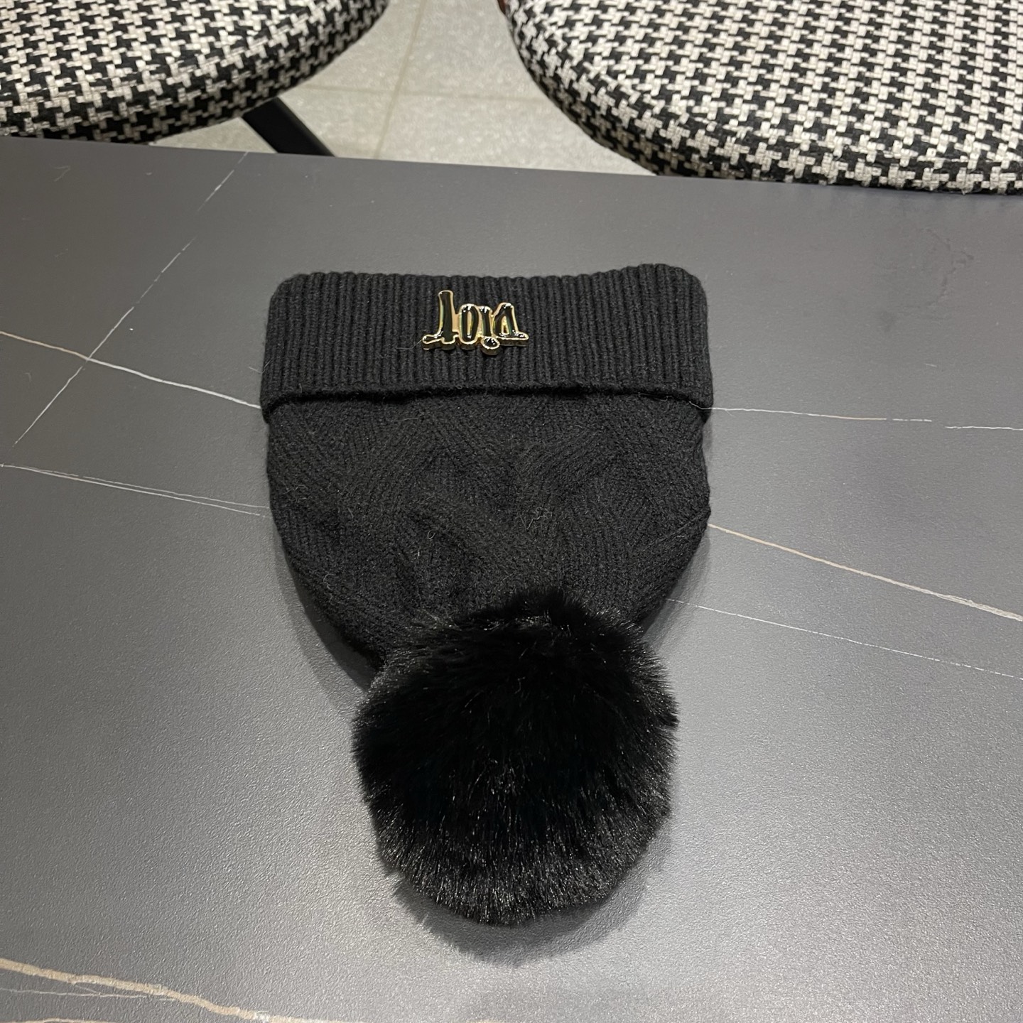 迪奥Dior兔毛毛线帽2025女秋冬韩版百搭日系保暖针织帽加厚护耳冷帽子