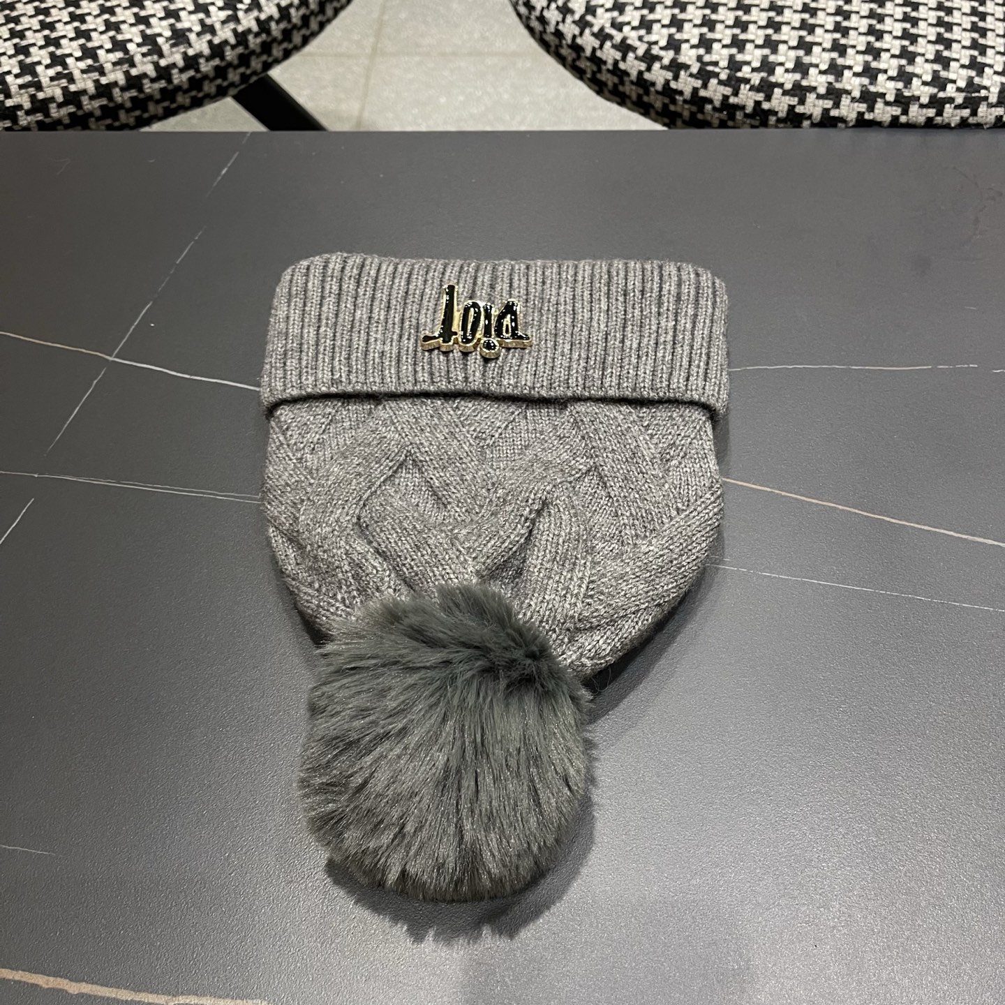 迪奥Dior兔毛毛线帽2025女秋冬韩版百搭日系保暖针织帽加厚护耳冷帽子