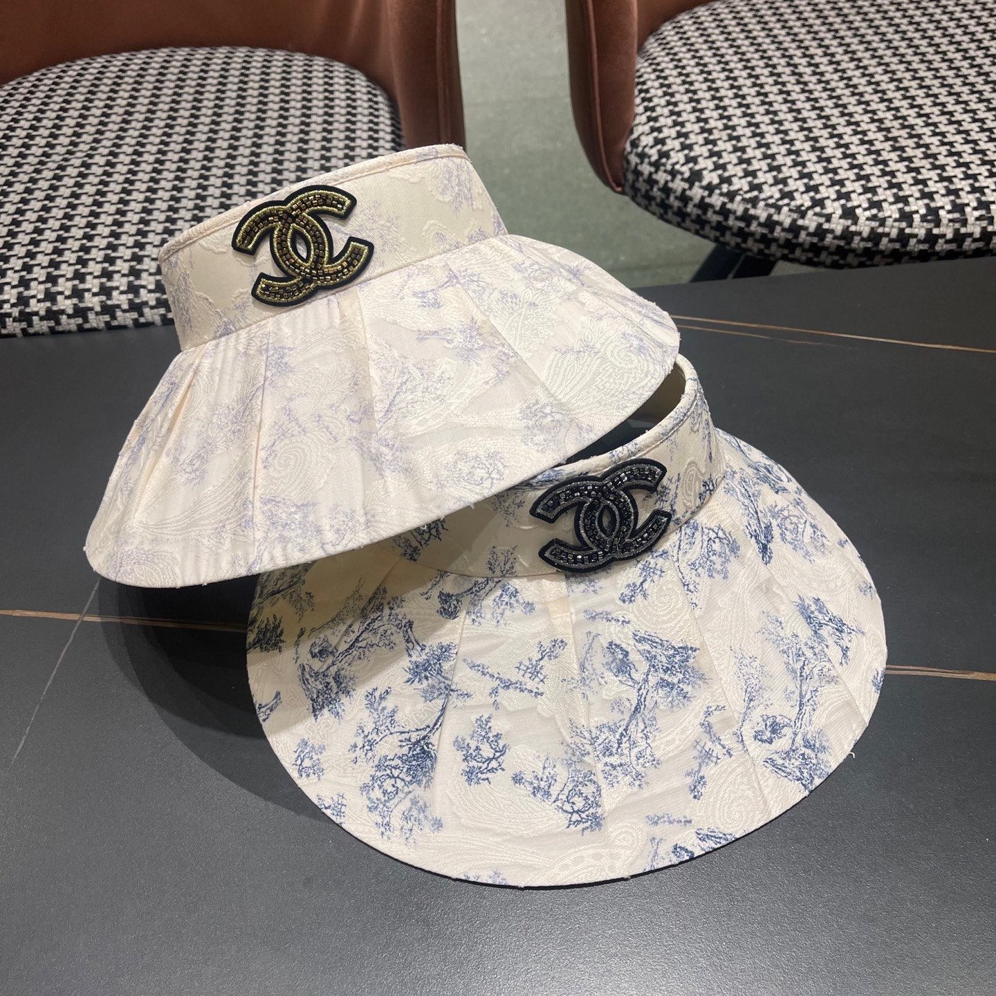 香奈儿Chanel新中式中国风水墨画帽子女夏季空顶帽出游街头防晒帽遮阳太阳帽潮