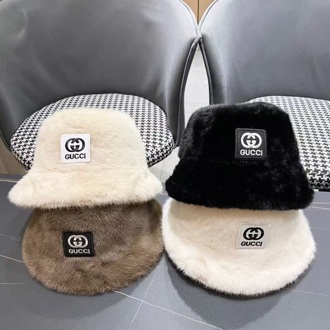 GUCCI古奇 2024秋冬款渔夫帽，毛绒绒的非常舒服 大牌款超好搭配，
