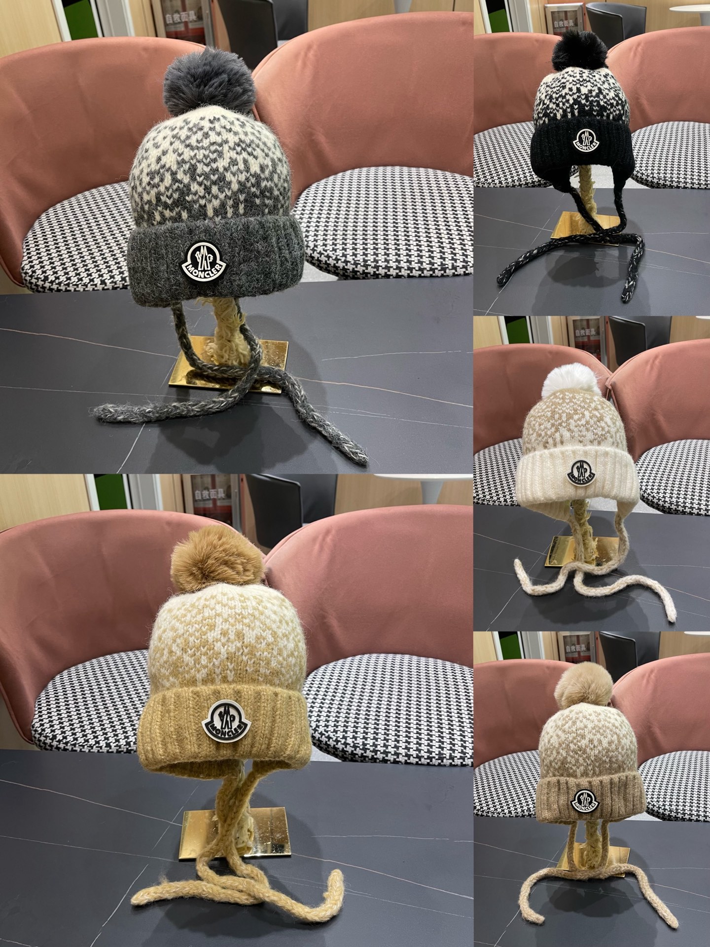 蒙口MONCLER 慵懒风针织帽女冬季保暖巴拉克拉法秋冬天帽子堆堆毛绒毛线帽