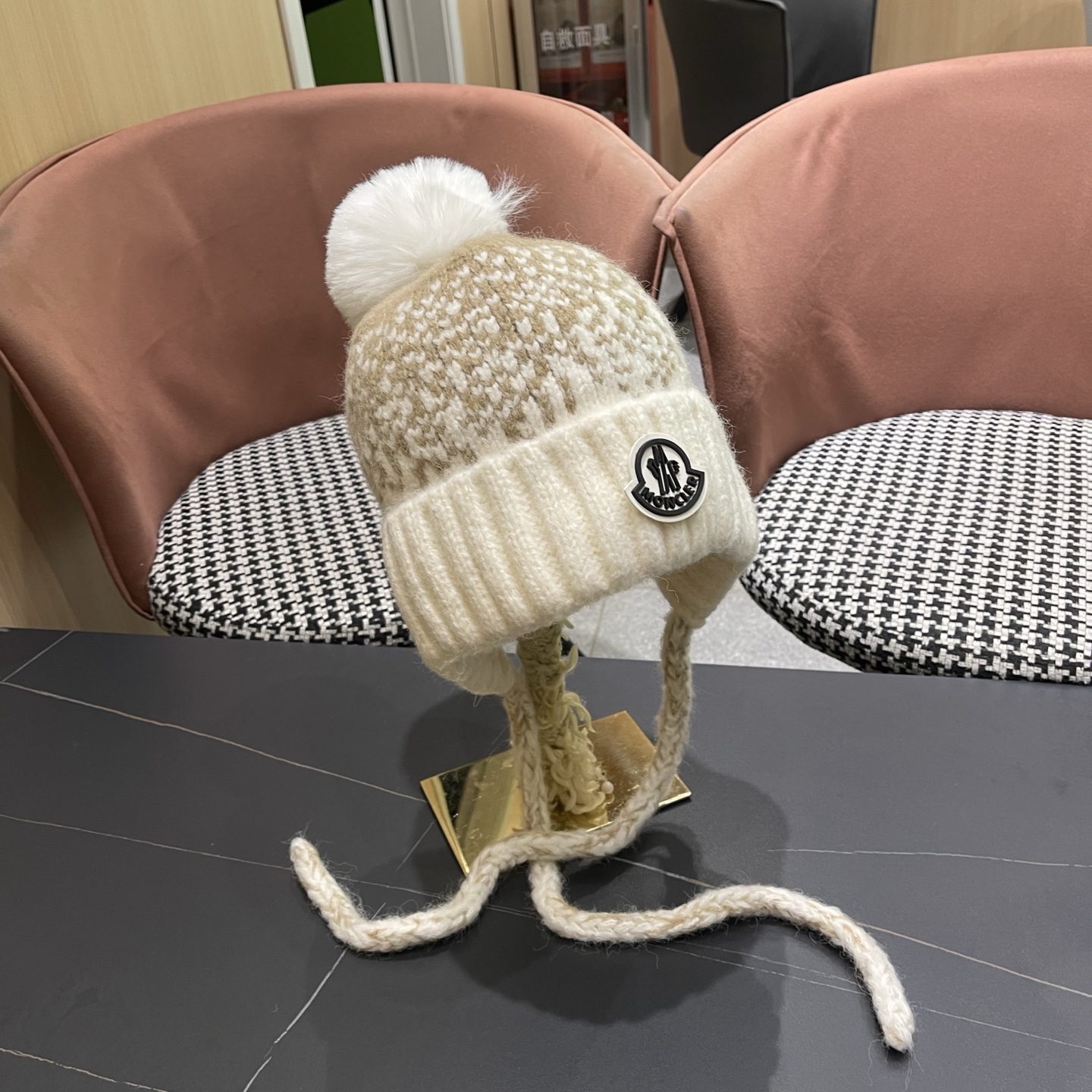 蒙口MONCLER 慵懒风针织帽女冬季保暖巴拉克拉法秋冬天帽子堆堆毛绒毛线帽