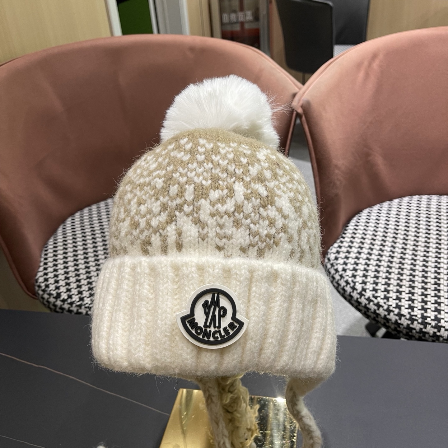 蒙口MONCLER 慵懒风针织帽女冬季保暖巴拉克拉法秋冬天帽子堆堆毛绒毛线帽