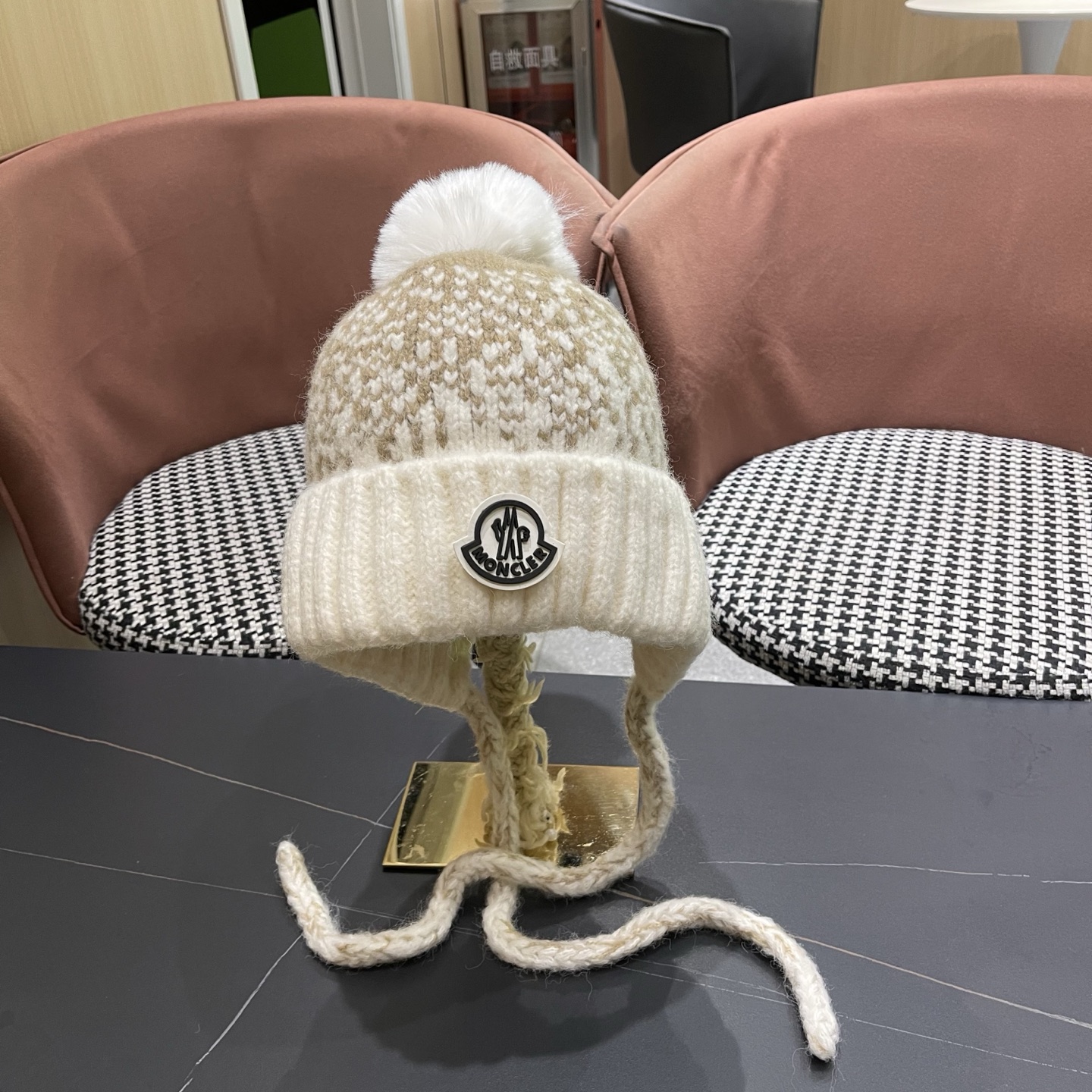 蒙口MONCLER 慵懒风针织帽女冬季保暖巴拉克拉法秋冬天帽子堆堆毛绒毛线帽