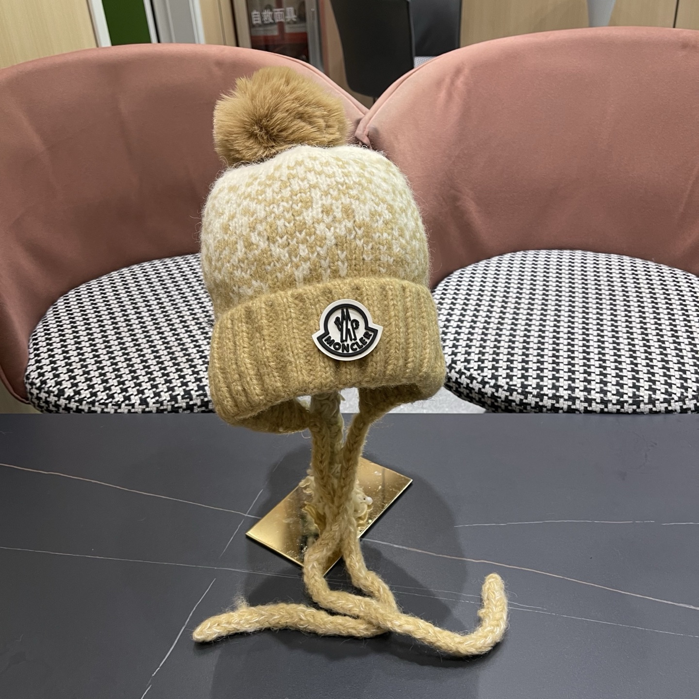 蒙口MONCLER 慵懒风针织帽女冬季保暖巴拉克拉法秋冬天帽子堆堆毛绒毛线帽