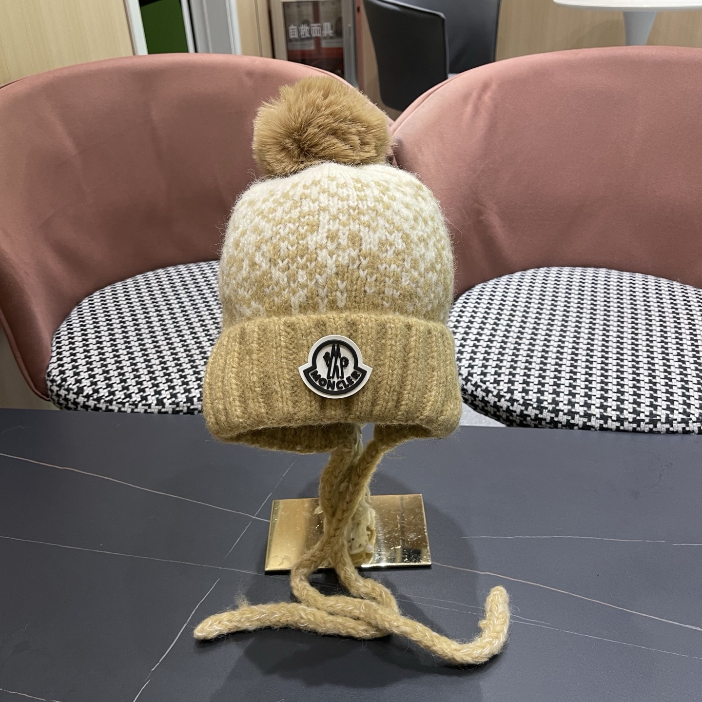 蒙口MONCLER 慵懒风针织帽女冬季保暖巴拉克拉法秋冬天帽子堆堆毛绒毛线帽