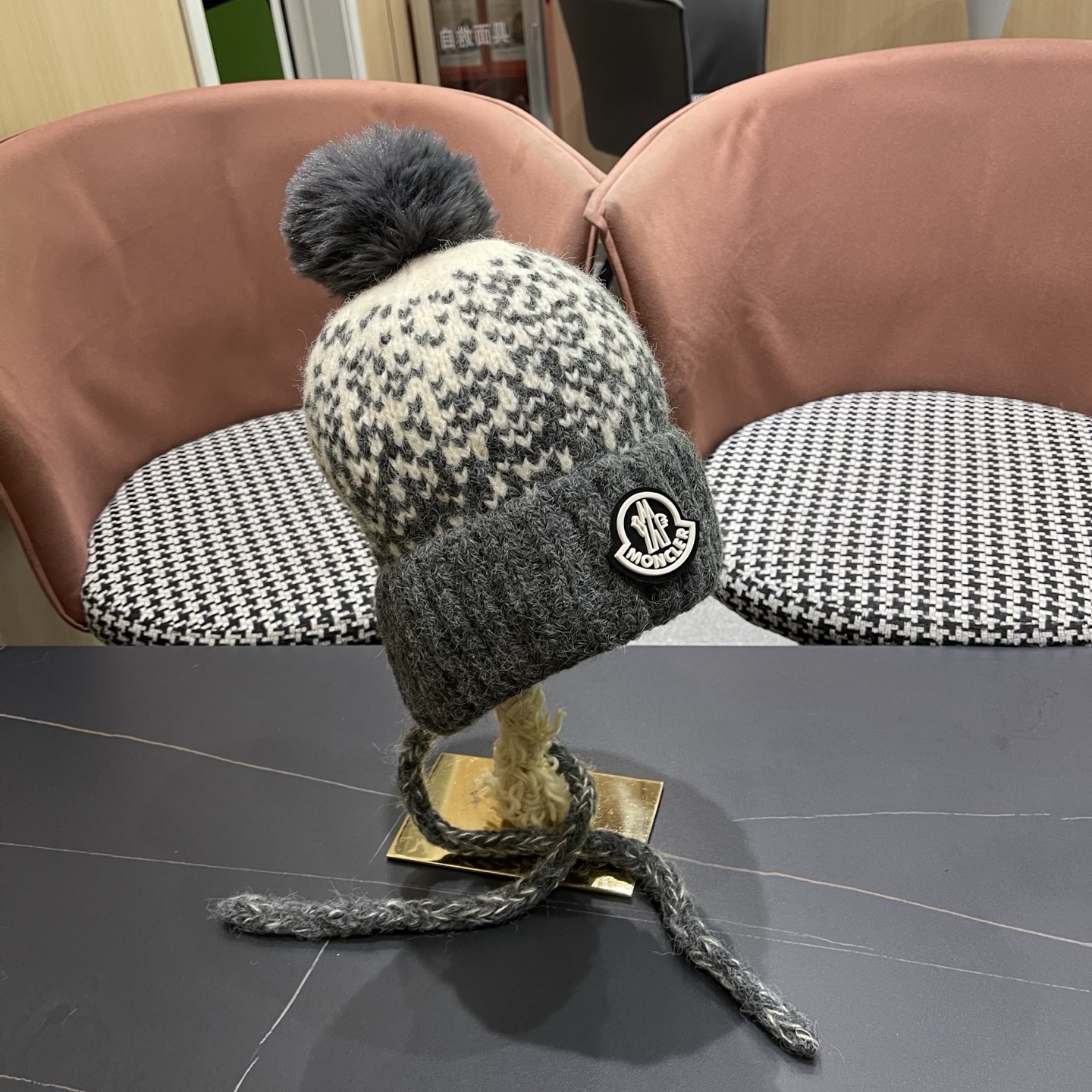 蒙口MONCLER 慵懒风针织帽女冬季保暖巴拉克拉法秋冬天帽子堆堆毛绒毛线帽