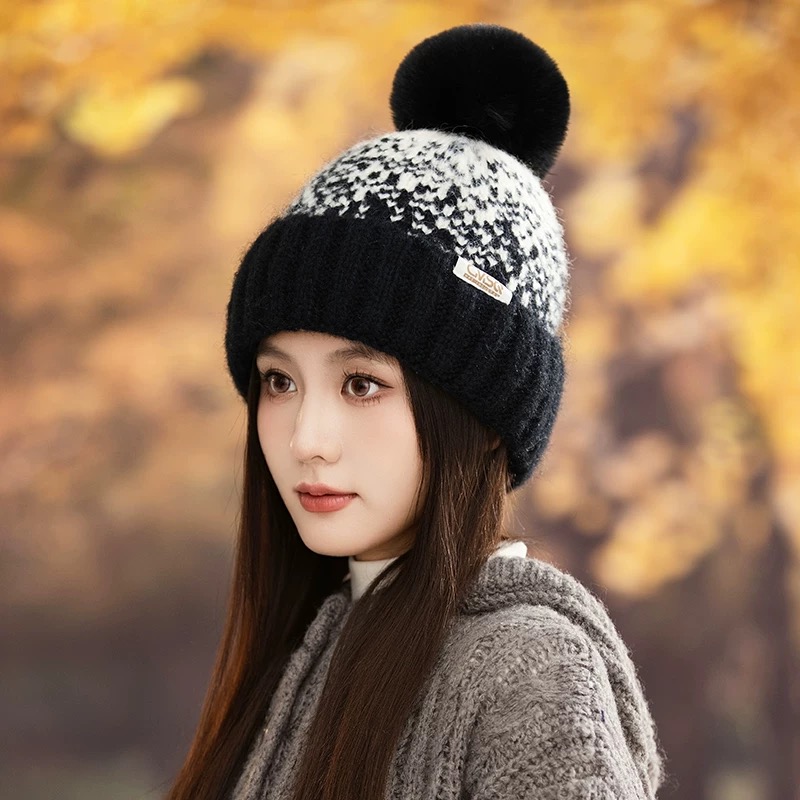 lv路易威登女士帽子女款秋冬毛线帽针织帽冷帽冬季保暖加绒加厚护耳韩版好看