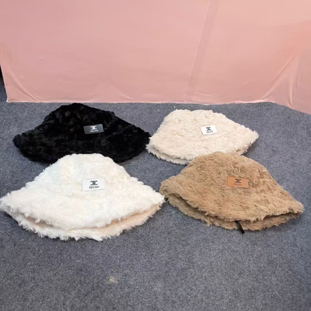 【CELINE赛琳】2024新款秋冬毛绒绒小桶帽渔夫帽，简约字母元素超好搭配，出街单品