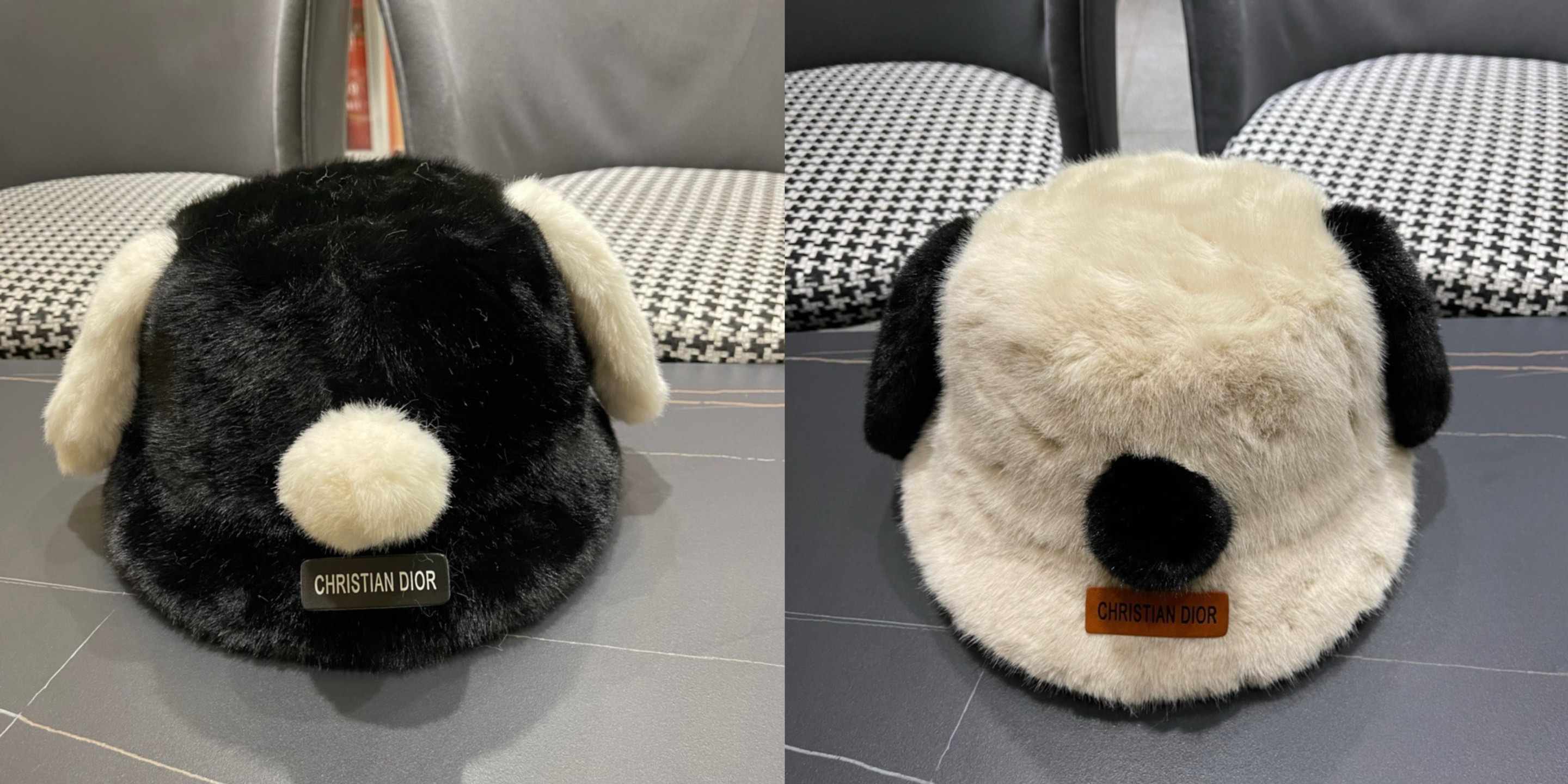 DIOR迪奥 2024冬款可爱小狗大耳朵加绒加厚针织毛线帽保暖雷锋帽