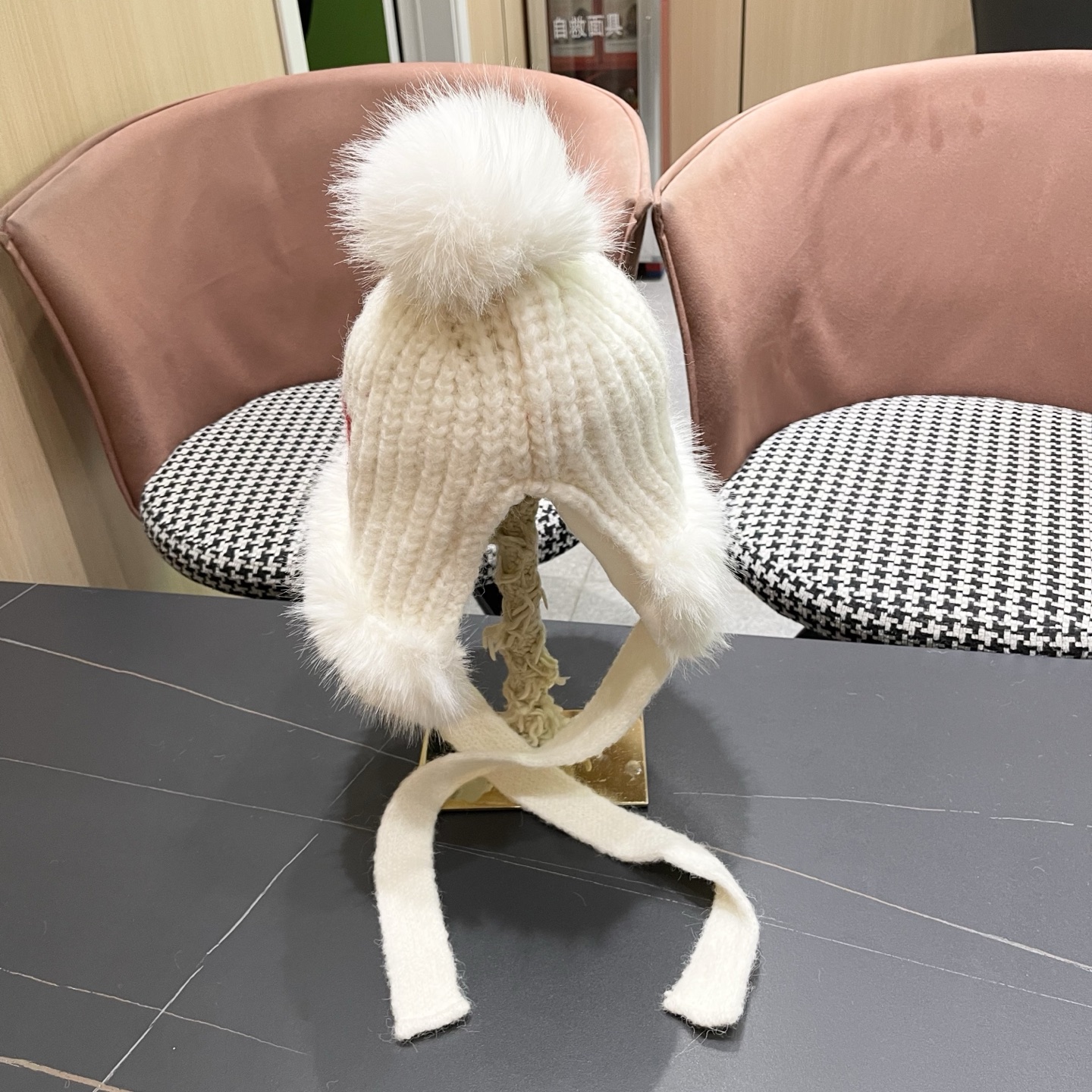 香奈儿CHANEL 2025新款韩版花朵刺绣针织护耳帽女秋冬季加厚保暖毛线套头帽潮