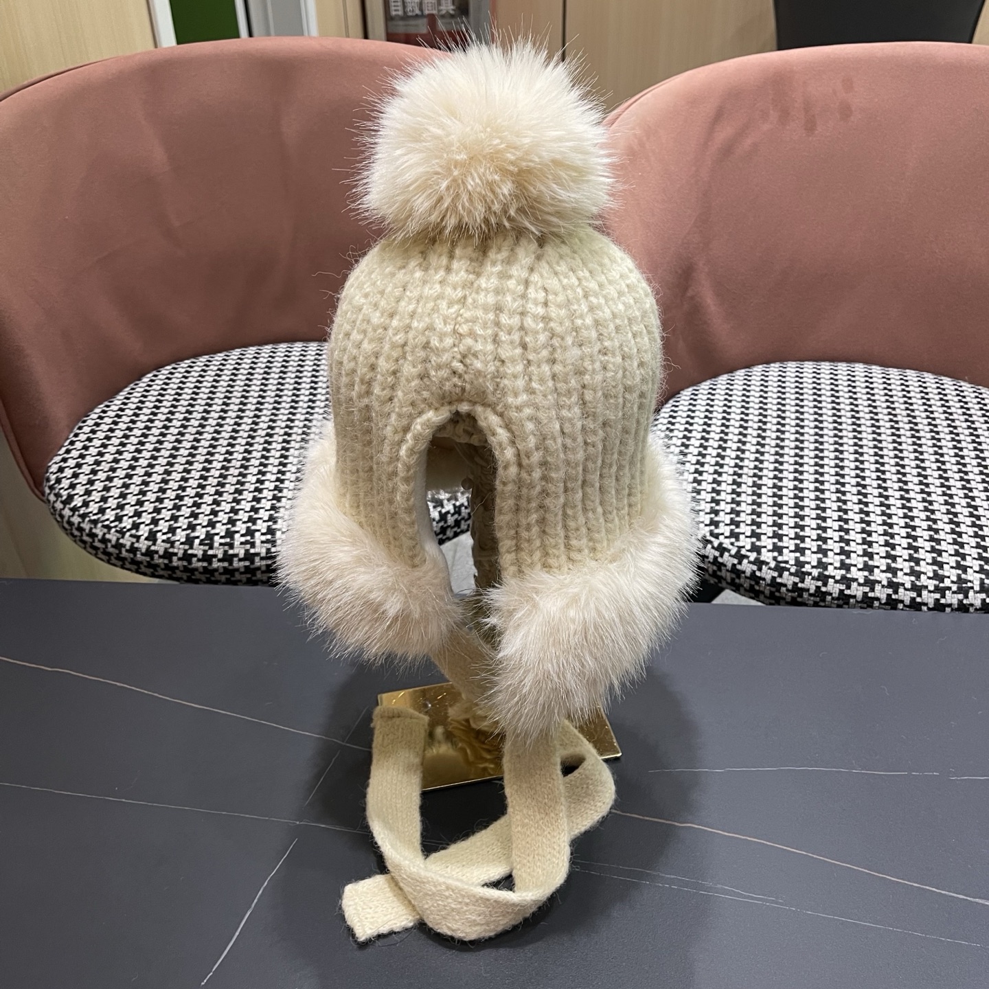 香奈儿CHANEL 2025新款韩版花朵刺绣针织护耳帽女秋冬季加厚保暖毛线套头帽潮