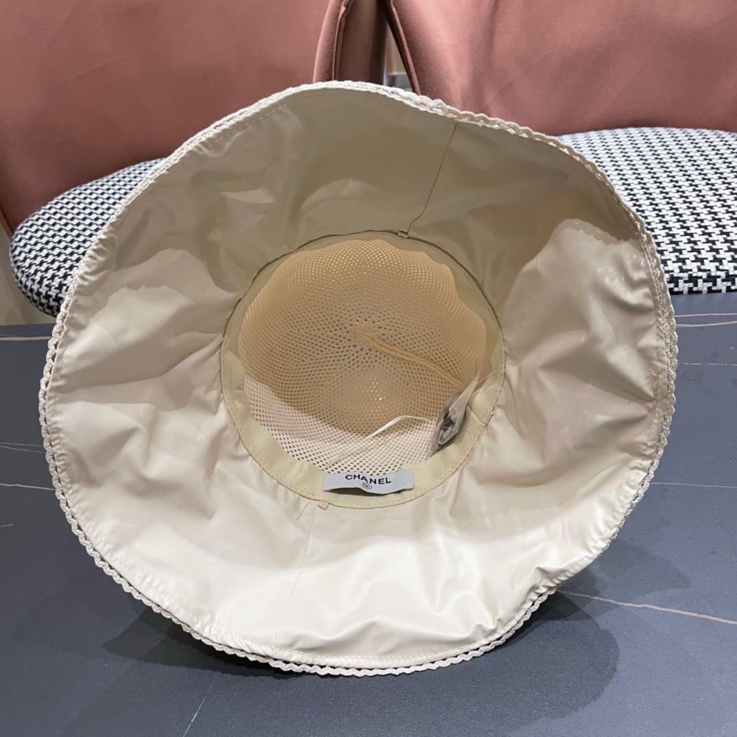 CHANEL 香奈儿 2025早春新款韩版蝴蝶结防紫外线大帽檐渔夫帽 全新立体，精致无暇！做工细致，独家