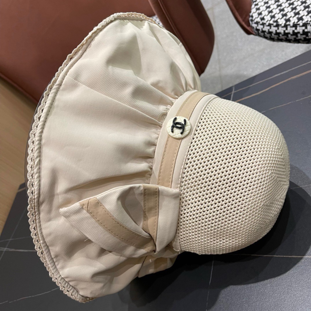 CHANEL 香奈儿 2025早春新款韩版蝴蝶结防紫外线大帽檐渔夫帽 全新立体，精致无暇！做工细致，独家