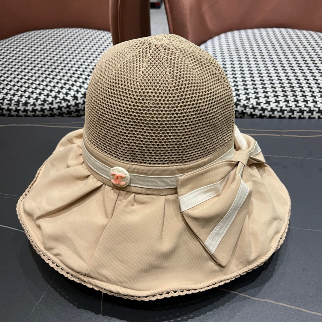 CHANEL 香奈儿 2025早春新款韩版蝴蝶结防紫外线大帽檐渔夫帽 全新立体，精致无暇！做工细致，独家
