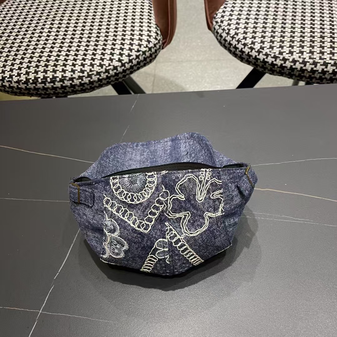 香奈儿2025新款韩版牛仔前进帽贝雷帽女春秋时尚百搭薄款画家帽八角蓓蕾帽子