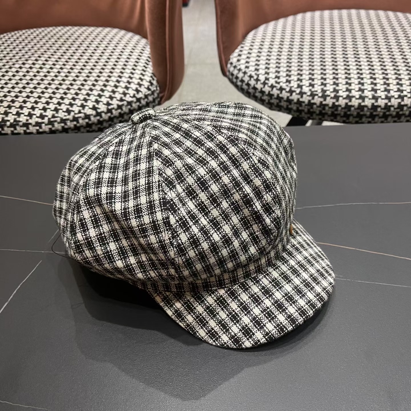 Lv路易威登 日韩系格纹八角帽女休闲复古时尚百搭贝雷帽渔春秋夏季文艺画家帽